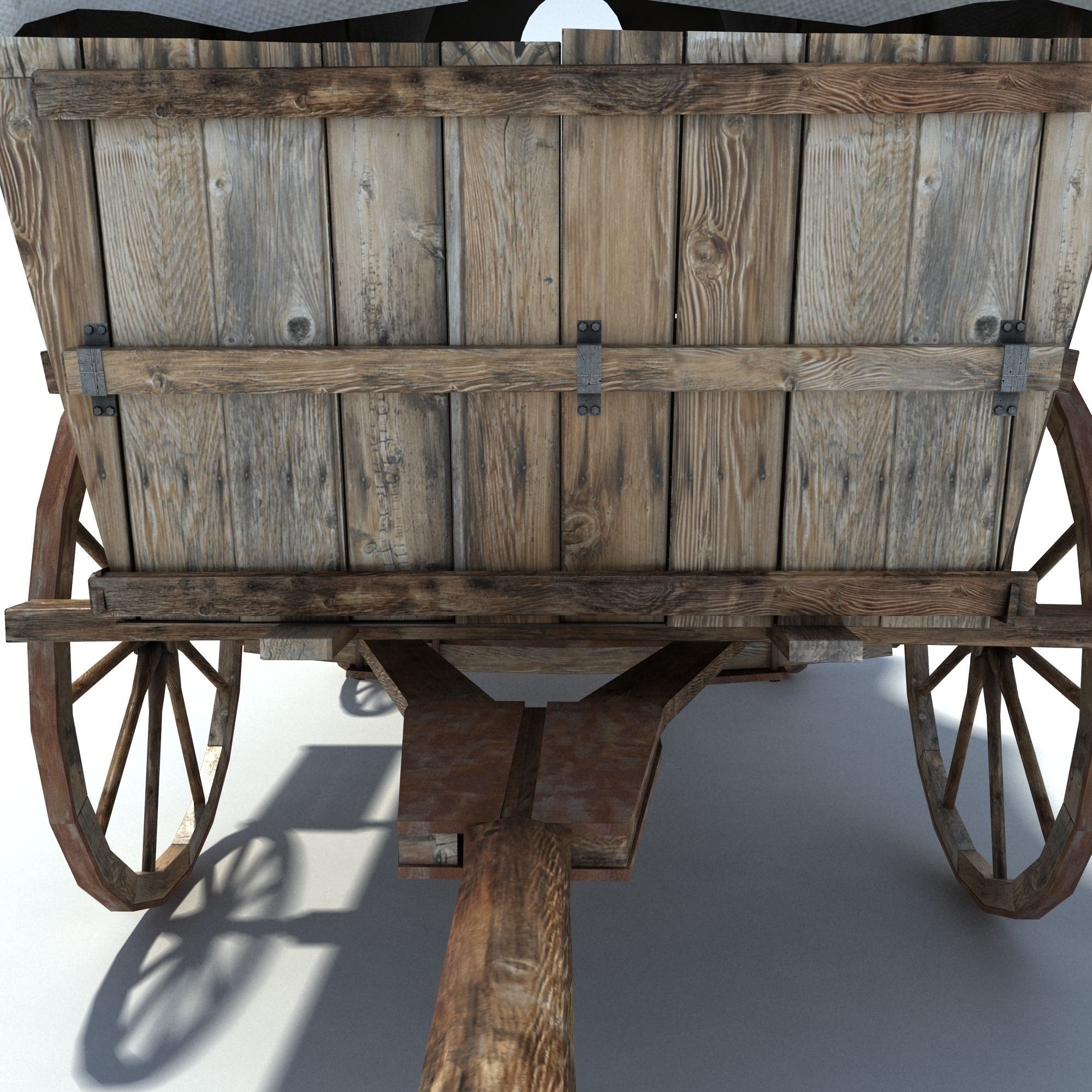 Low Poly Wild West Vagon Low-poly 3D model_10