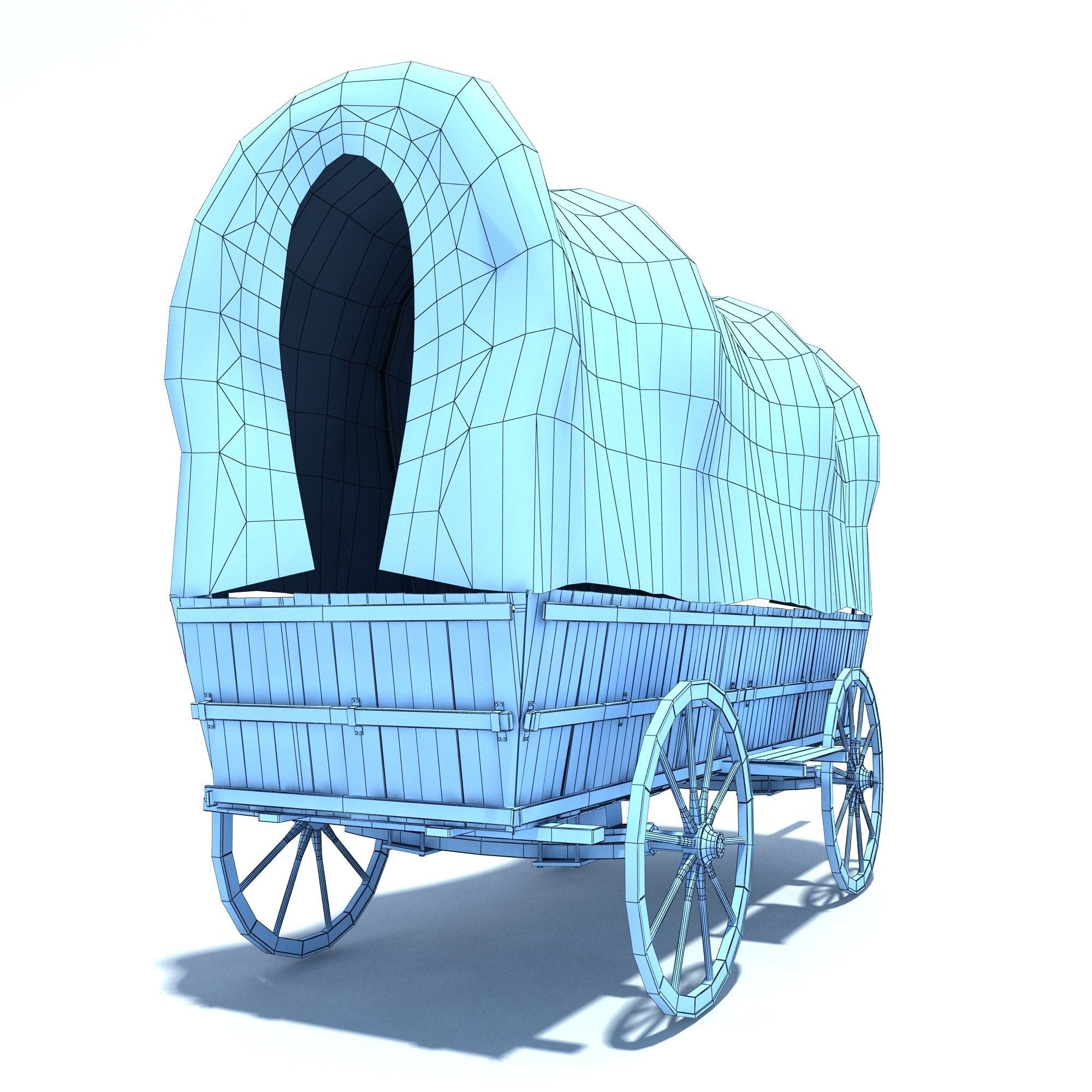 Low Poly Wild West Vagon Low-poly 3D model_15