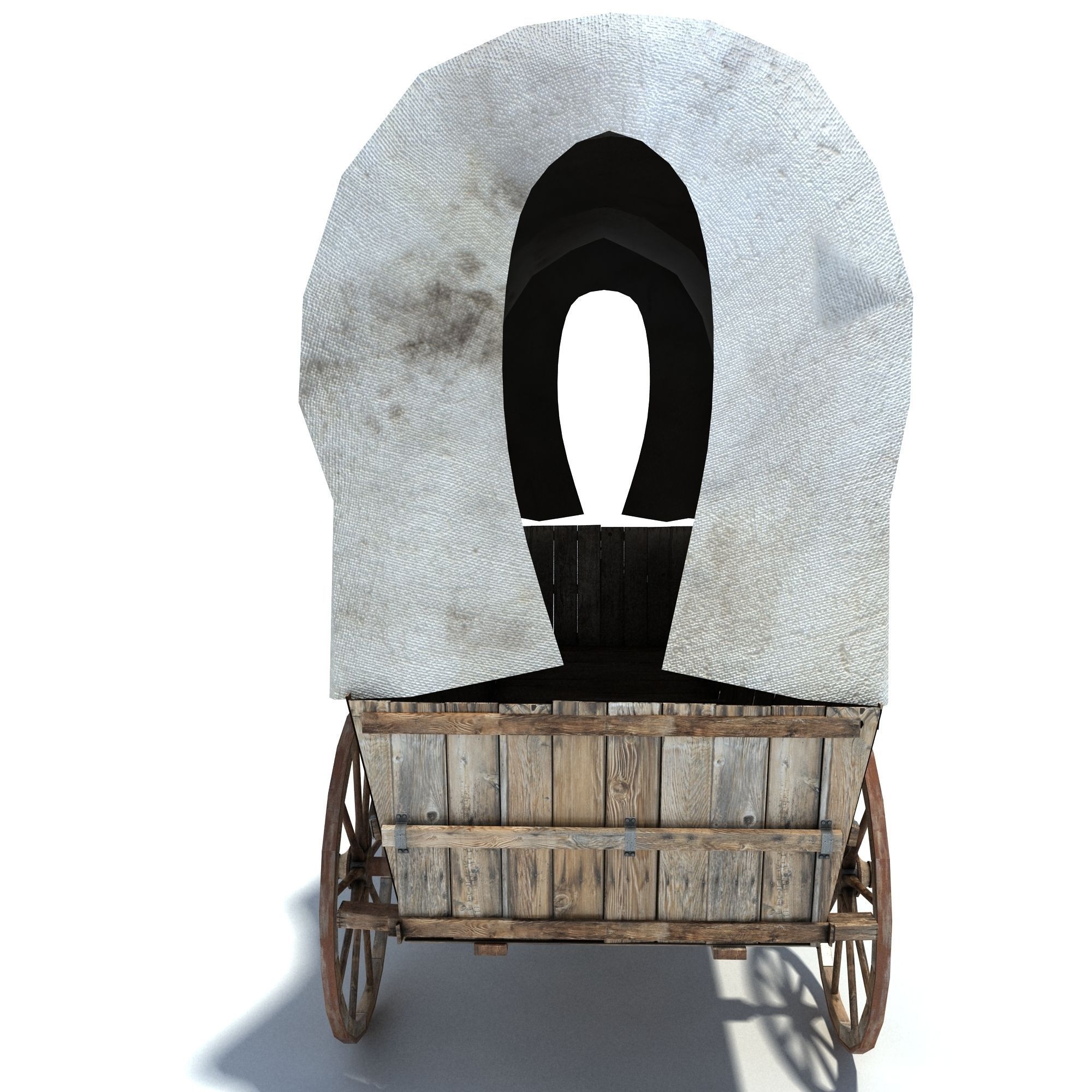 Low Poly Wild West Vagon Low-poly 3D model_2