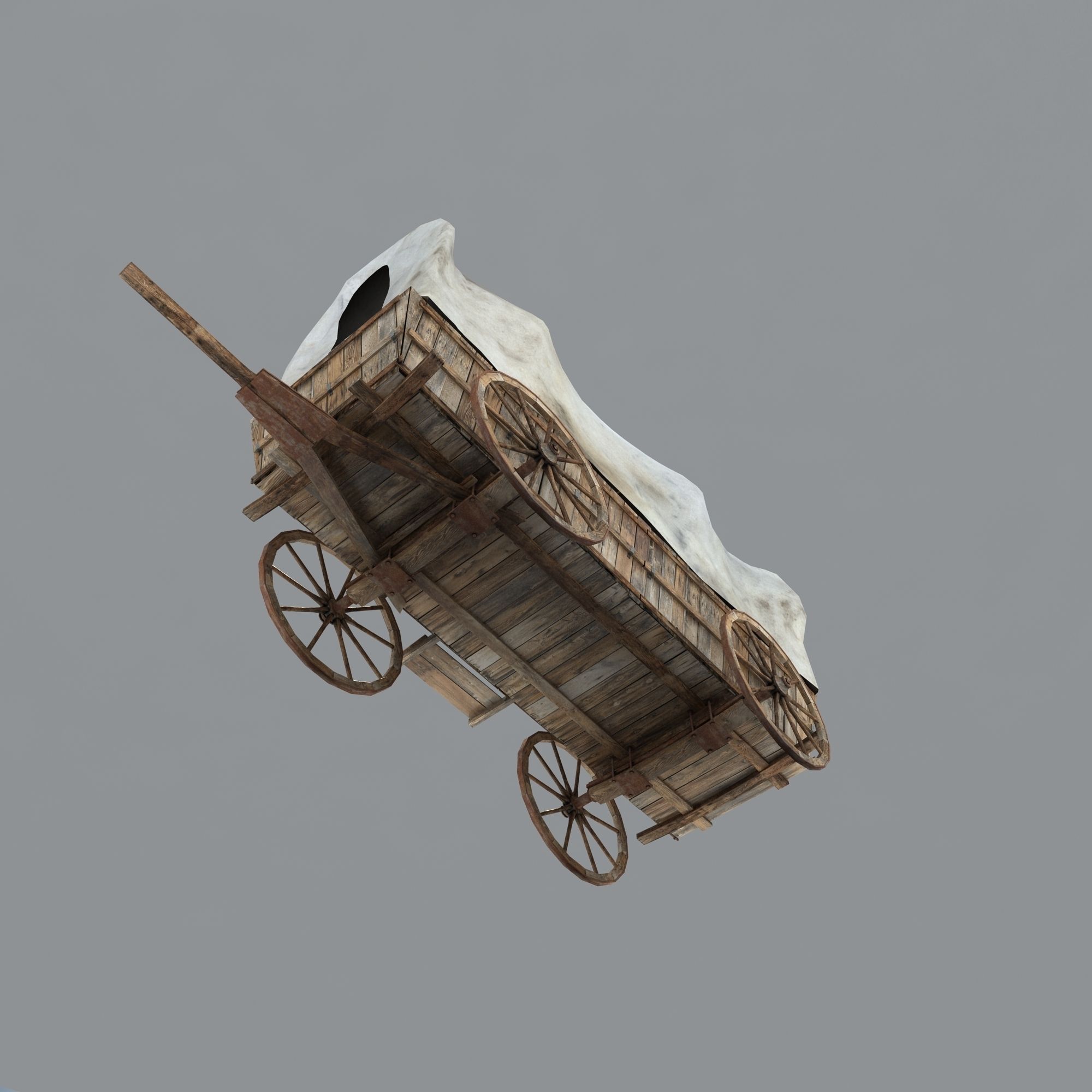 Low Poly Wild West Vagon Low-poly 3D model_11