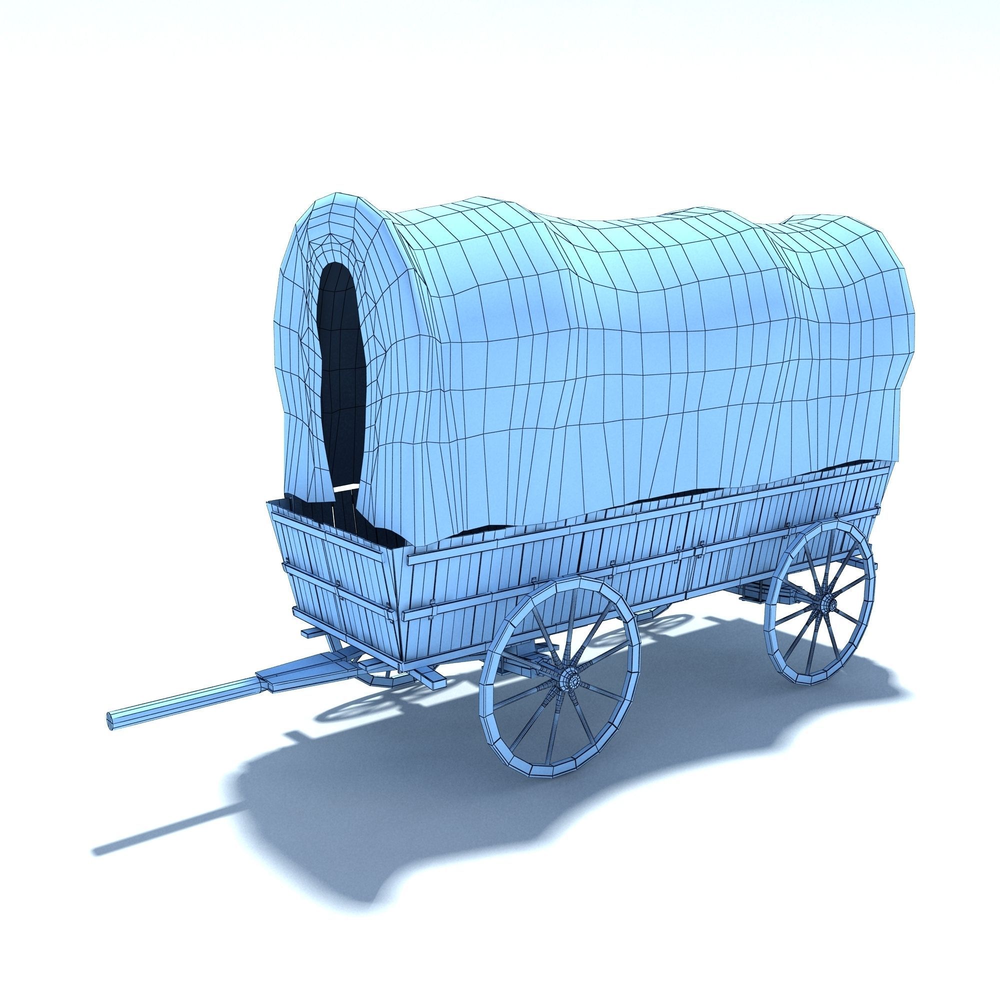 Low Poly Wild West Vagon Low-poly 3D model_14