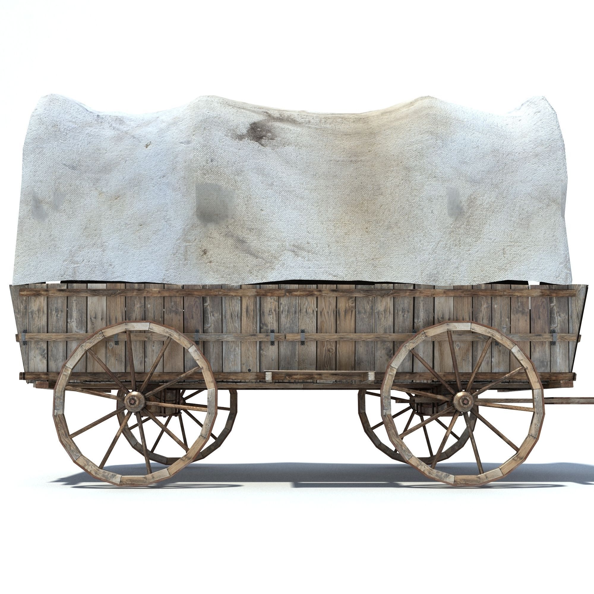 Low Poly Wild West Vagon Low-poly 3D model_4