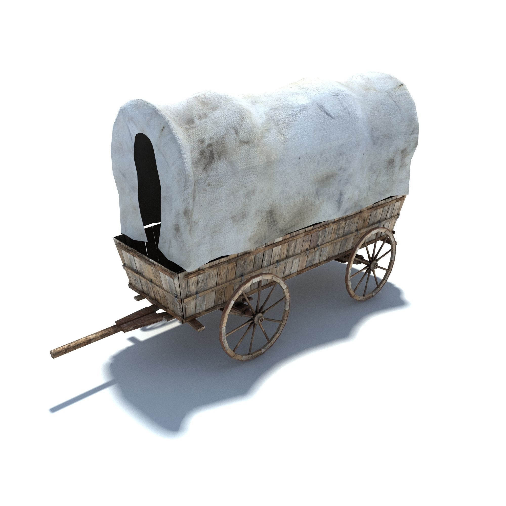 Low Poly Wild West Vagon Low-poly 3D model_1