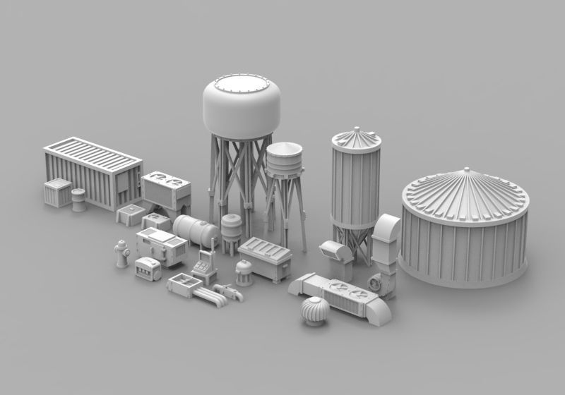 Infrastructure and Objectives Pack 01 3D print model_1