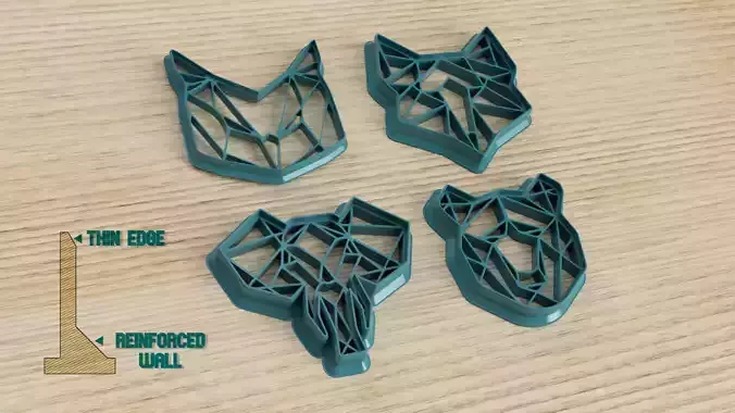COOKIE CUTTER  PACK- GEOMETRICAL WOLF OWL BEAR ELEPHANT