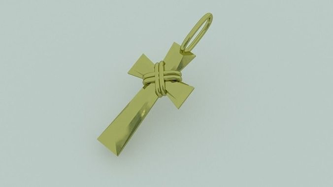 cross pendant necklace jewelry gold 3D print model