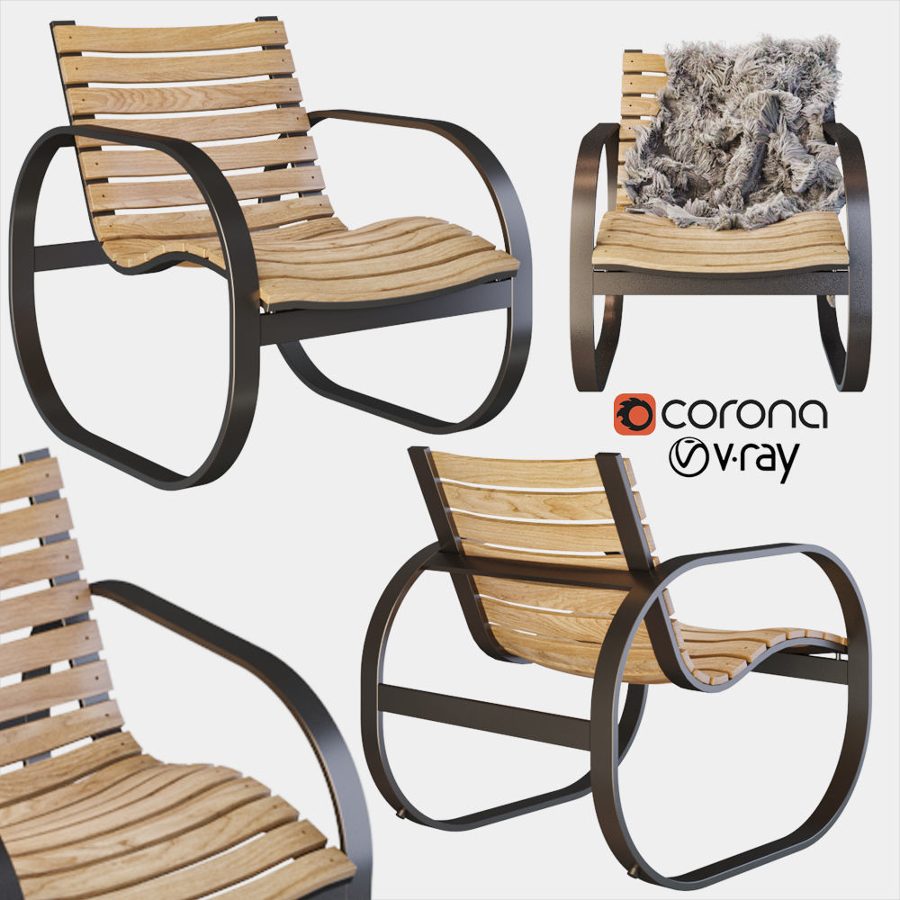 Parc rocking chair 3D model_1