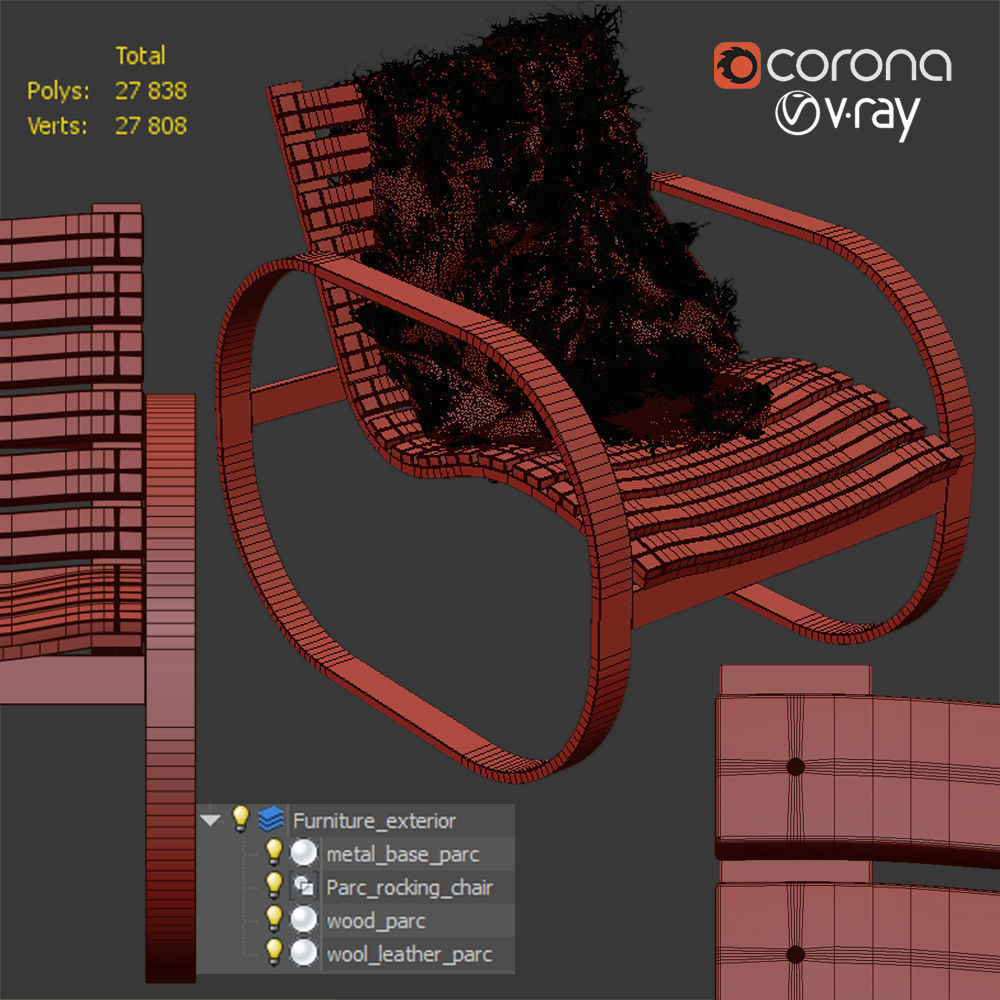 Parc rocking chair 3D model_2