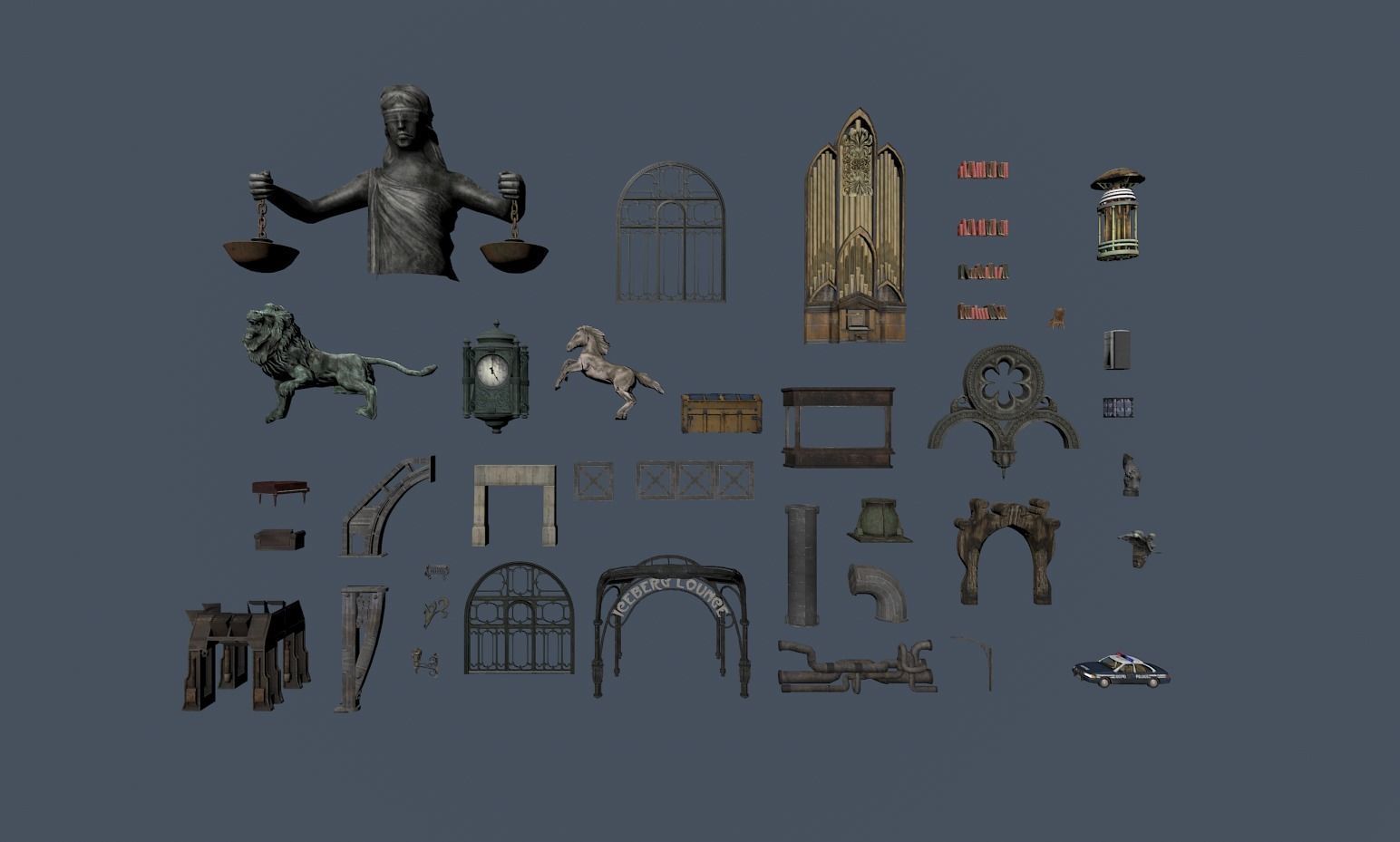 Decorations city assets for game Low-poly 3D model_10