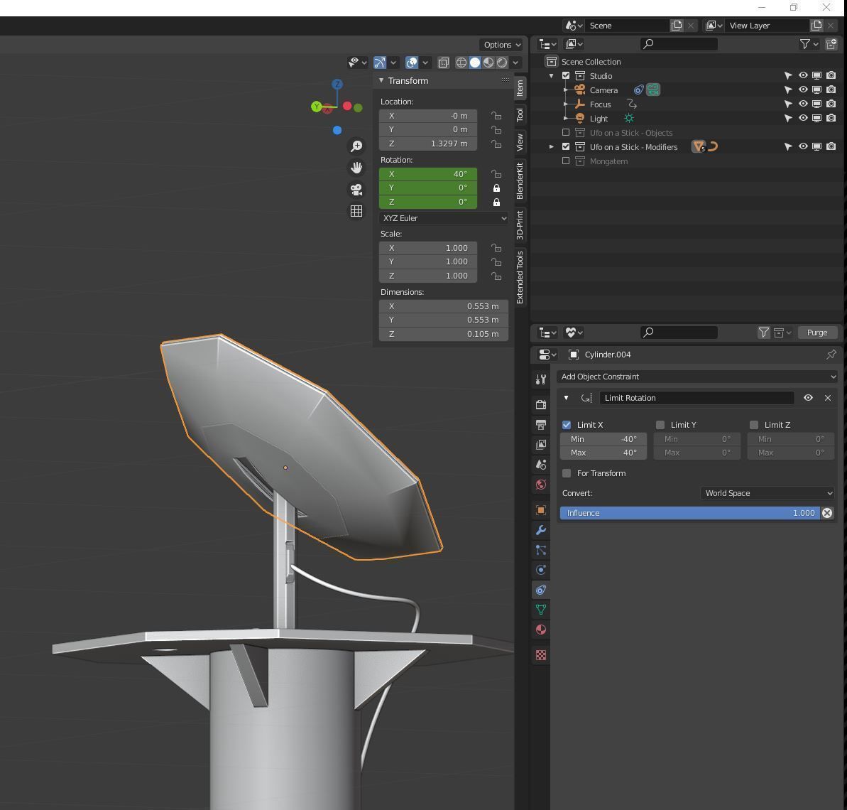 UFO ON A STICK - Elon musk Starlink Satellite terminal Low-poly 3D model_6