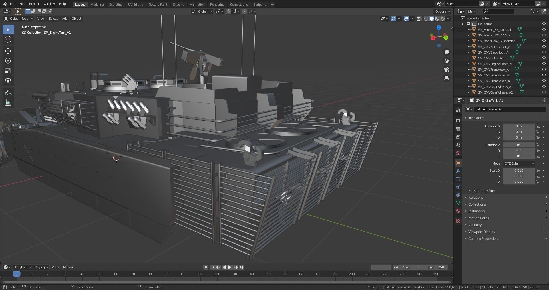 Custom Military Vehicles - Tank - Part D - 2 Vehicles Low-poly 3D model_16