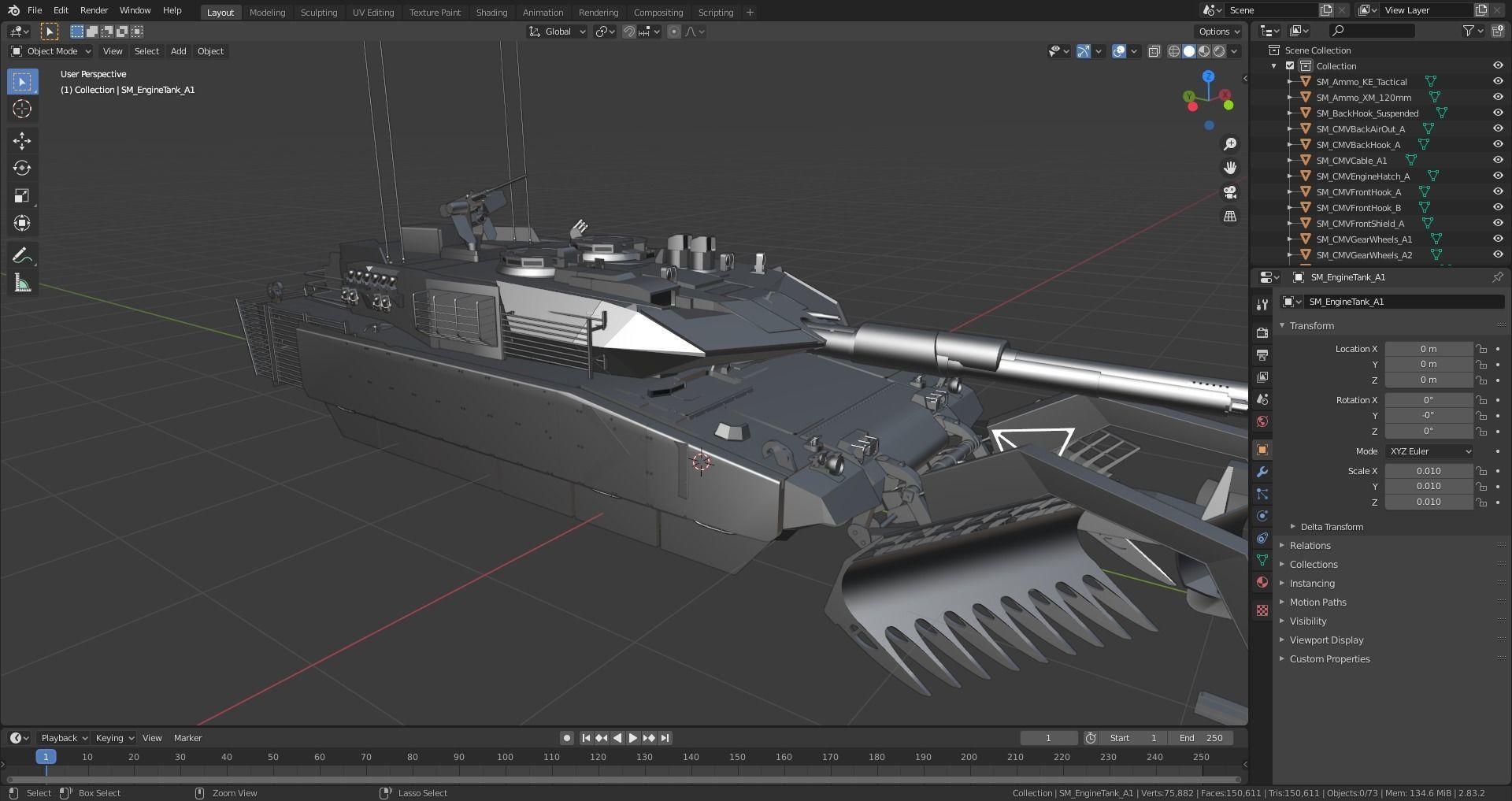Custom Military Vehicles - Tank - Part D - 2 Vehicles Low-poly 3D model_14