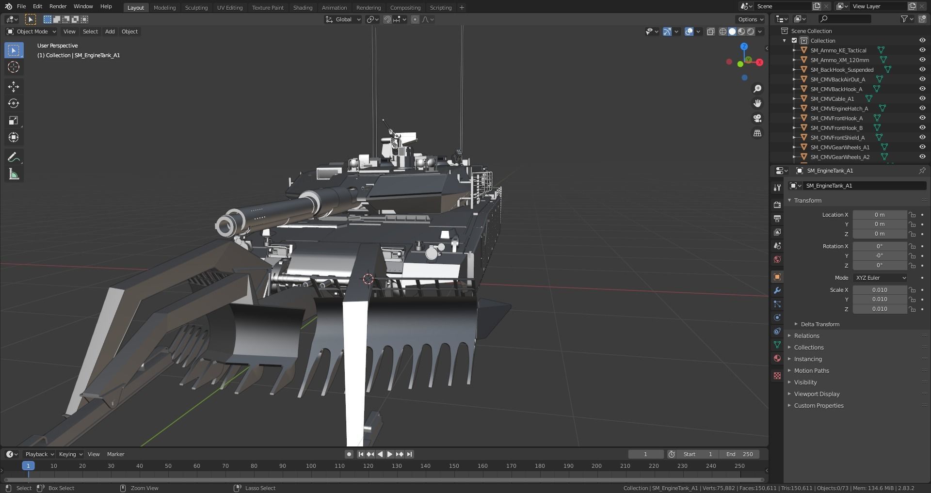 Custom Military Vehicles - Tank - Part D - 2 Vehicles Low-poly 3D model_15