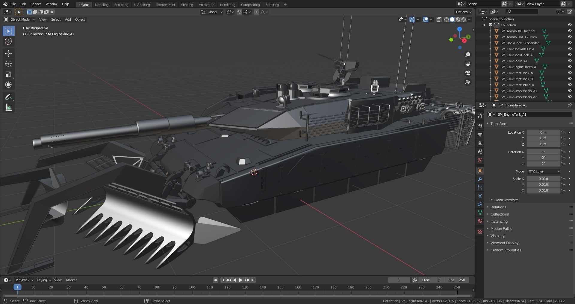 Custom Military Vehicles - Tank - Part D - 2 Vehicles Low-poly 3D model_13