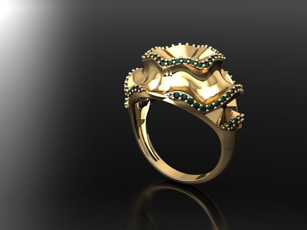 P185- Diamond ring 3D print model_3