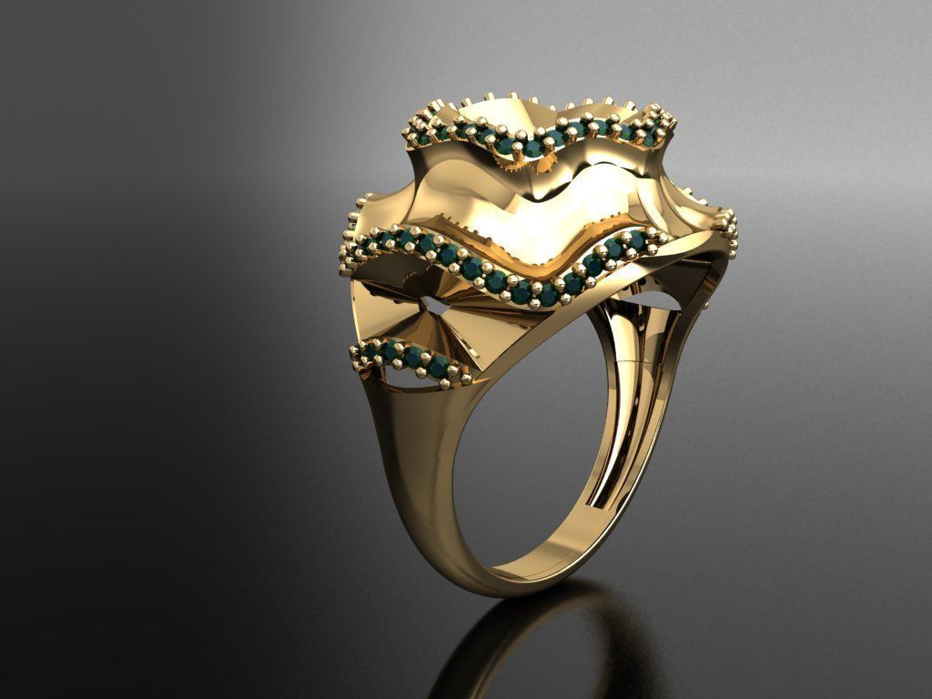 P185- Diamond ring 3D print model_4