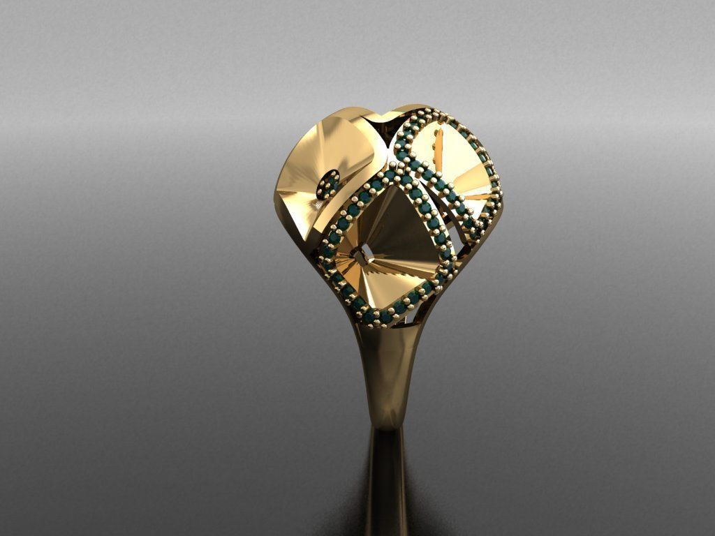 P189- Diamond ring 3D print model_3