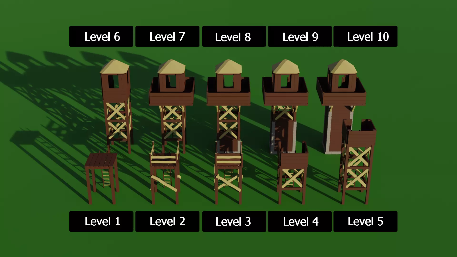 Low Poly RTS watchtower - Upgradable Low-poly 3D model_0