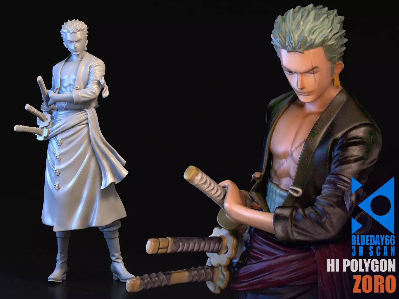 ZORO- man holding two swords 3D model_0