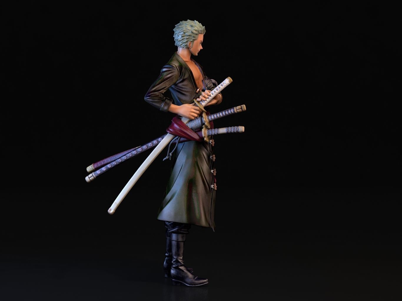 ZORO- man holding two swords 3D model_3