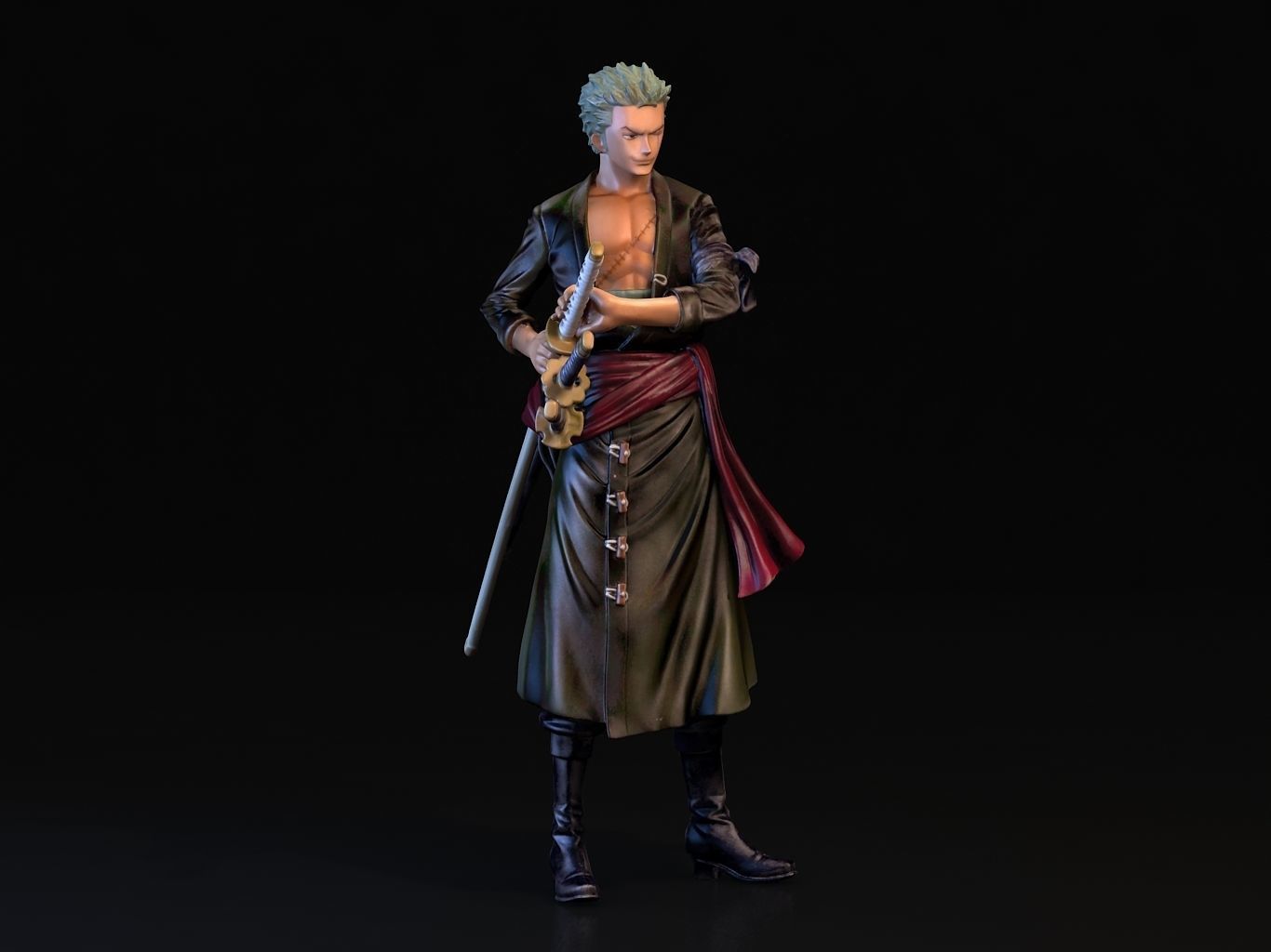 ZORO- man holding two swords 3D model_2