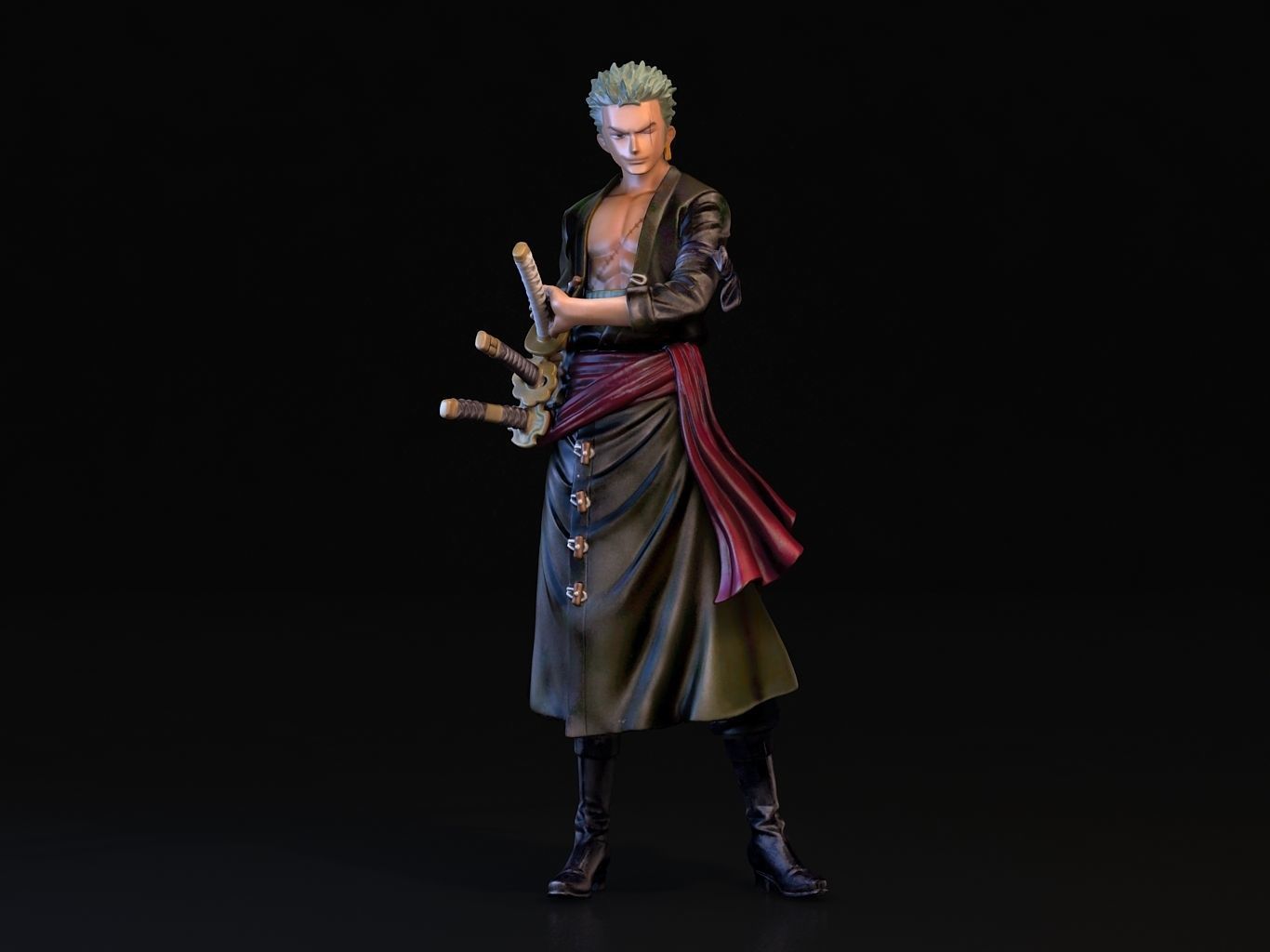 ZORO- man holding two swords 3D model_9