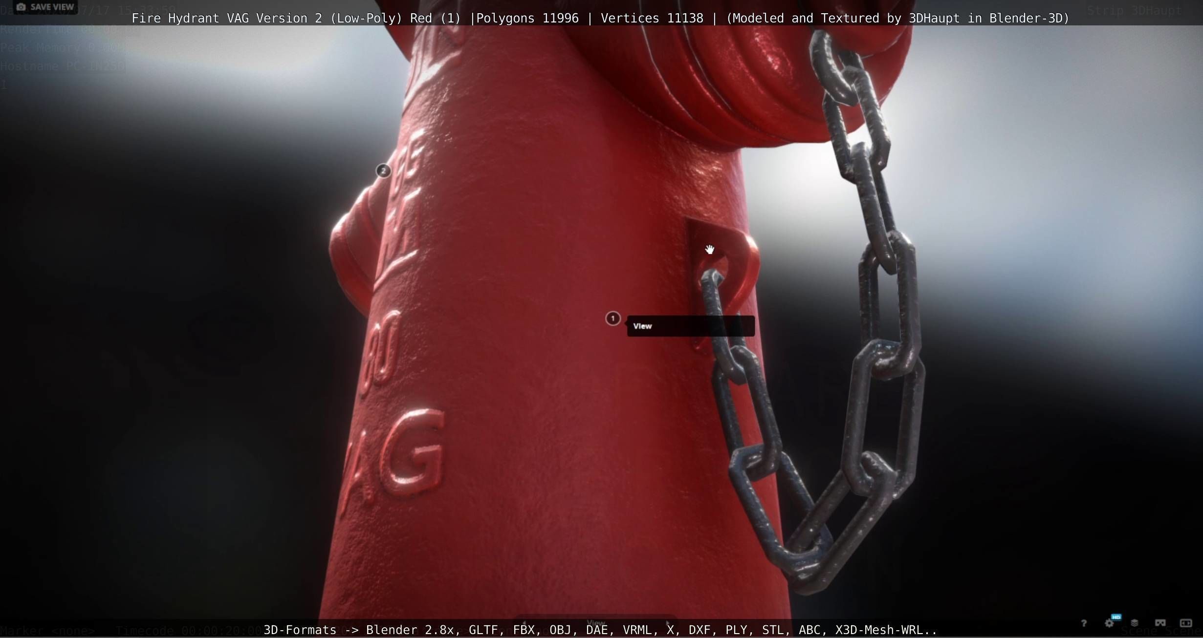 Red Fire Hydrant VAG Version 2 Low Poly Red 1 Low-poly 3D model_119