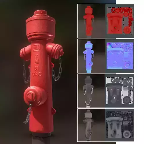 Red Fire Hydrant VAG Version 2 Low Poly Red 1 Low-poly 3D model
