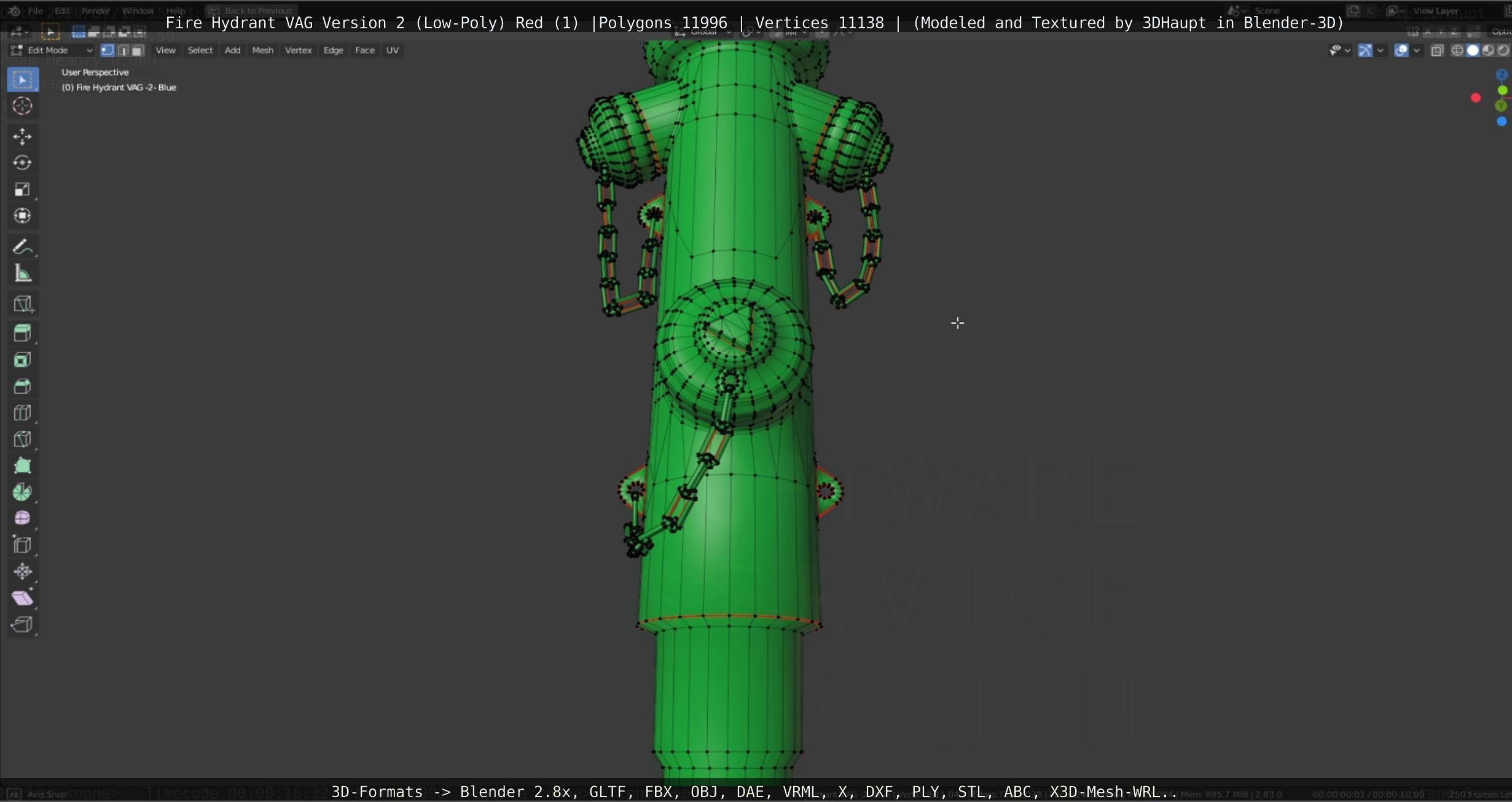 Red Fire Hydrant VAG Version 2 Low Poly Red 1 Low-poly 3D model_111