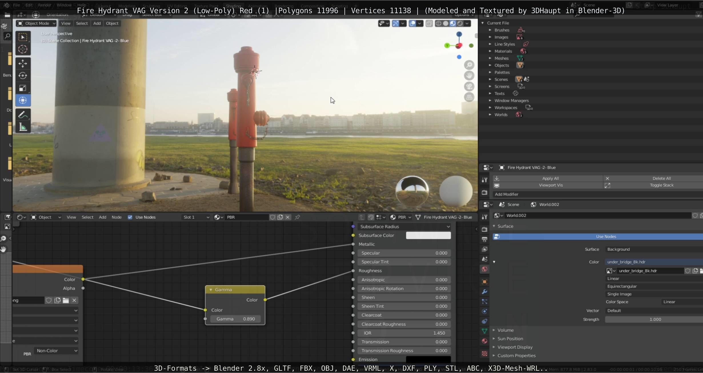 Red Fire Hydrant VAG Version 2 Low Poly Red 1 Low-poly 3D model_99