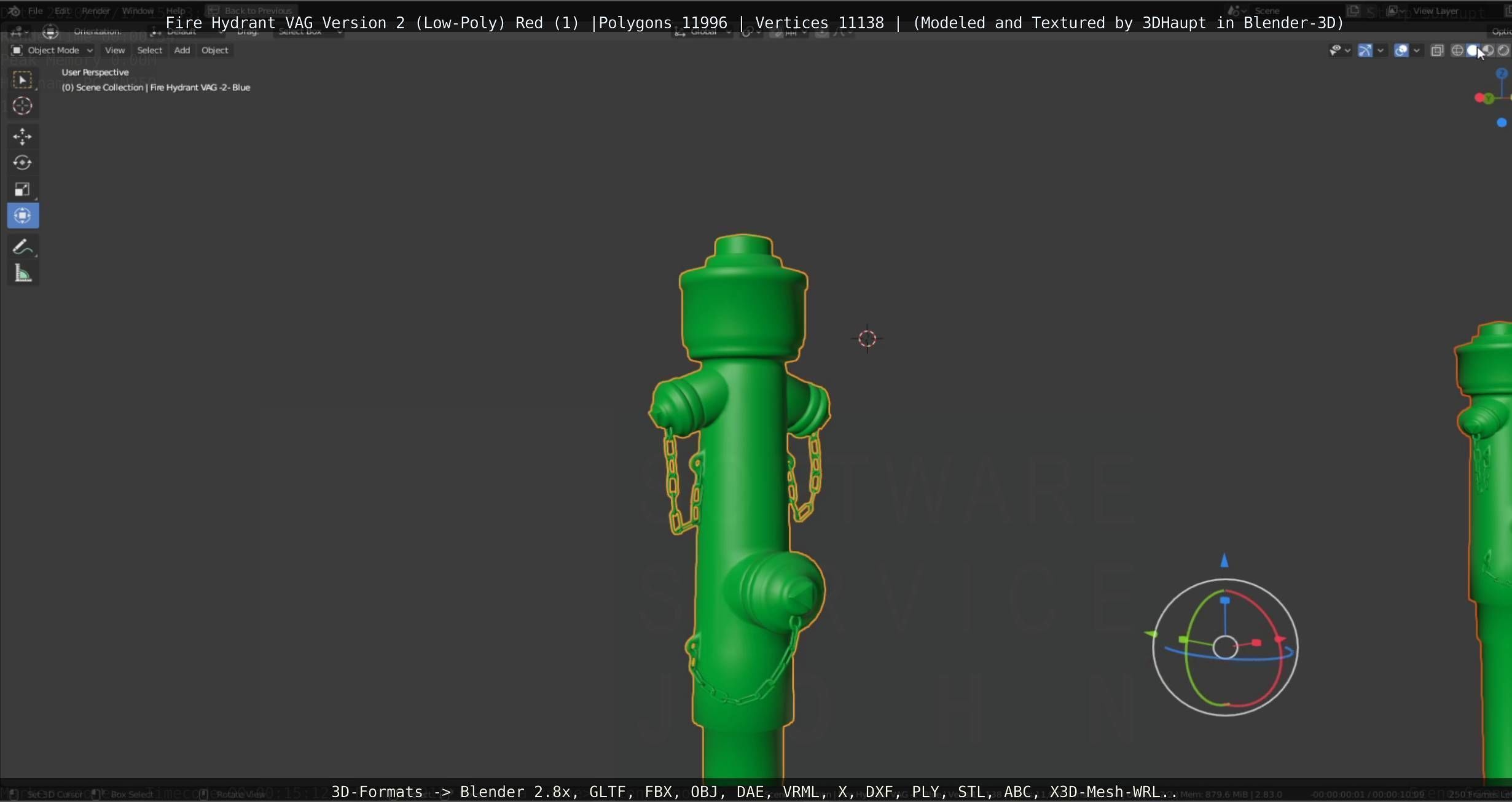 Red Fire Hydrant VAG Version 2 Low Poly Red 1 Low-poly 3D model_106