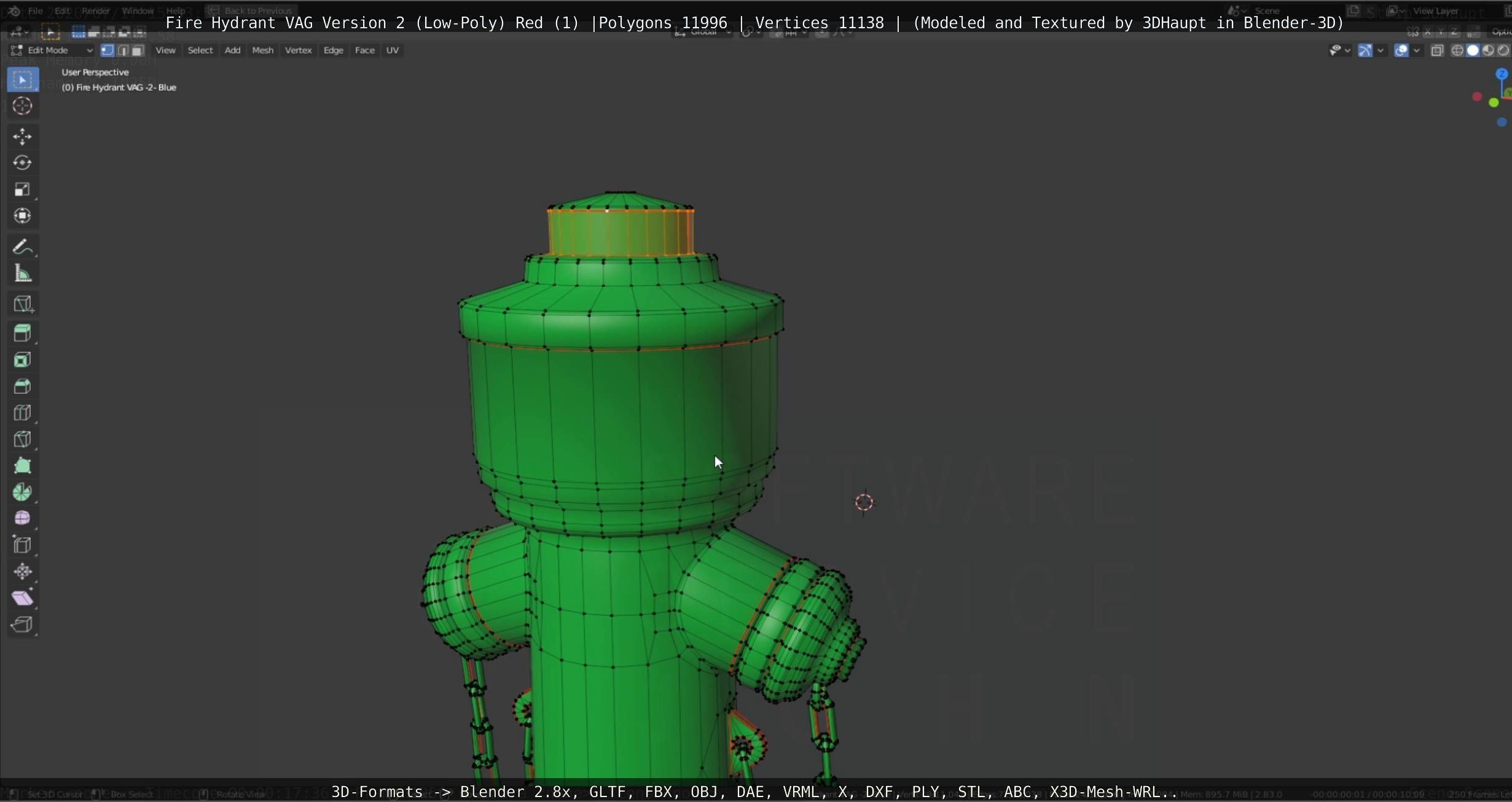 Red Fire Hydrant VAG Version 2 Low Poly Red 1 Low-poly 3D model_113