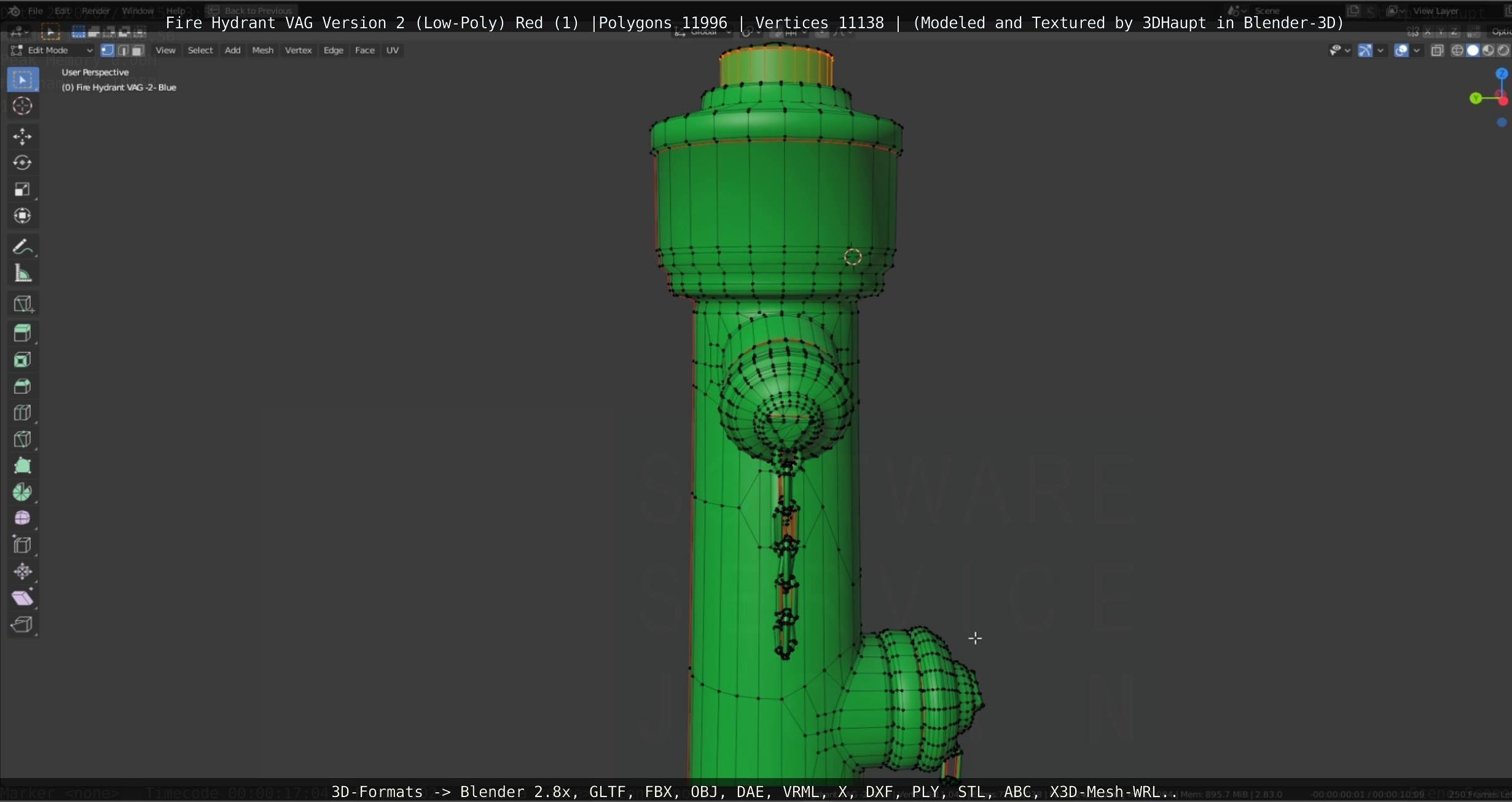 Red Fire Hydrant VAG Version 2 Low Poly Red 1 Low-poly 3D model_24