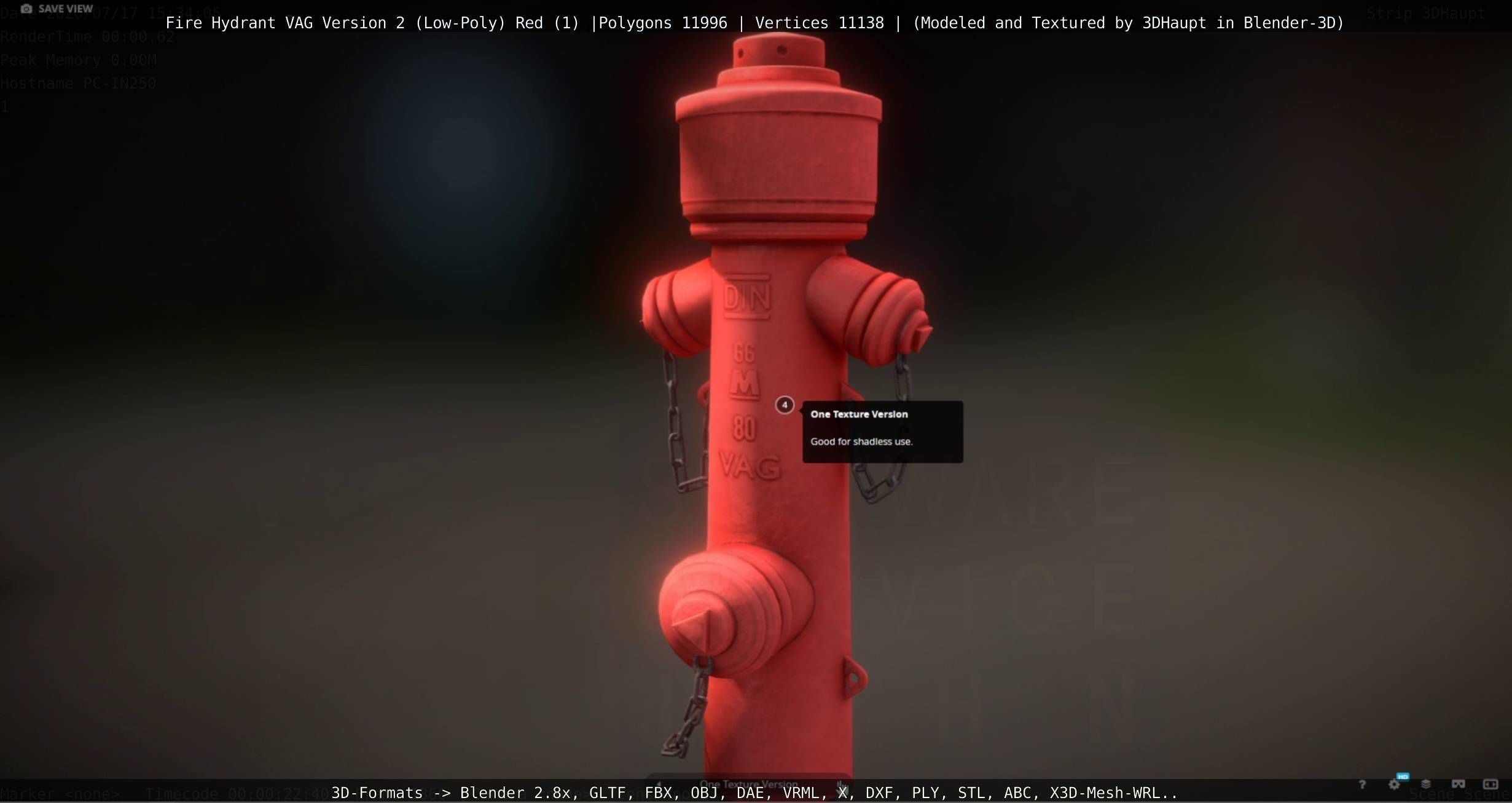 Red Fire Hydrant VAG Version 2 Low Poly Red 1 Low-poly 3D model_40