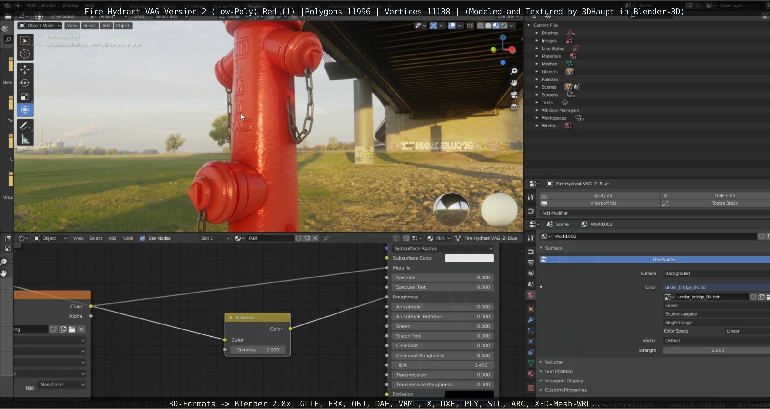 Red Fire Hydrant VAG Version 2 Low Poly Red 1 Low-poly 3D model_91