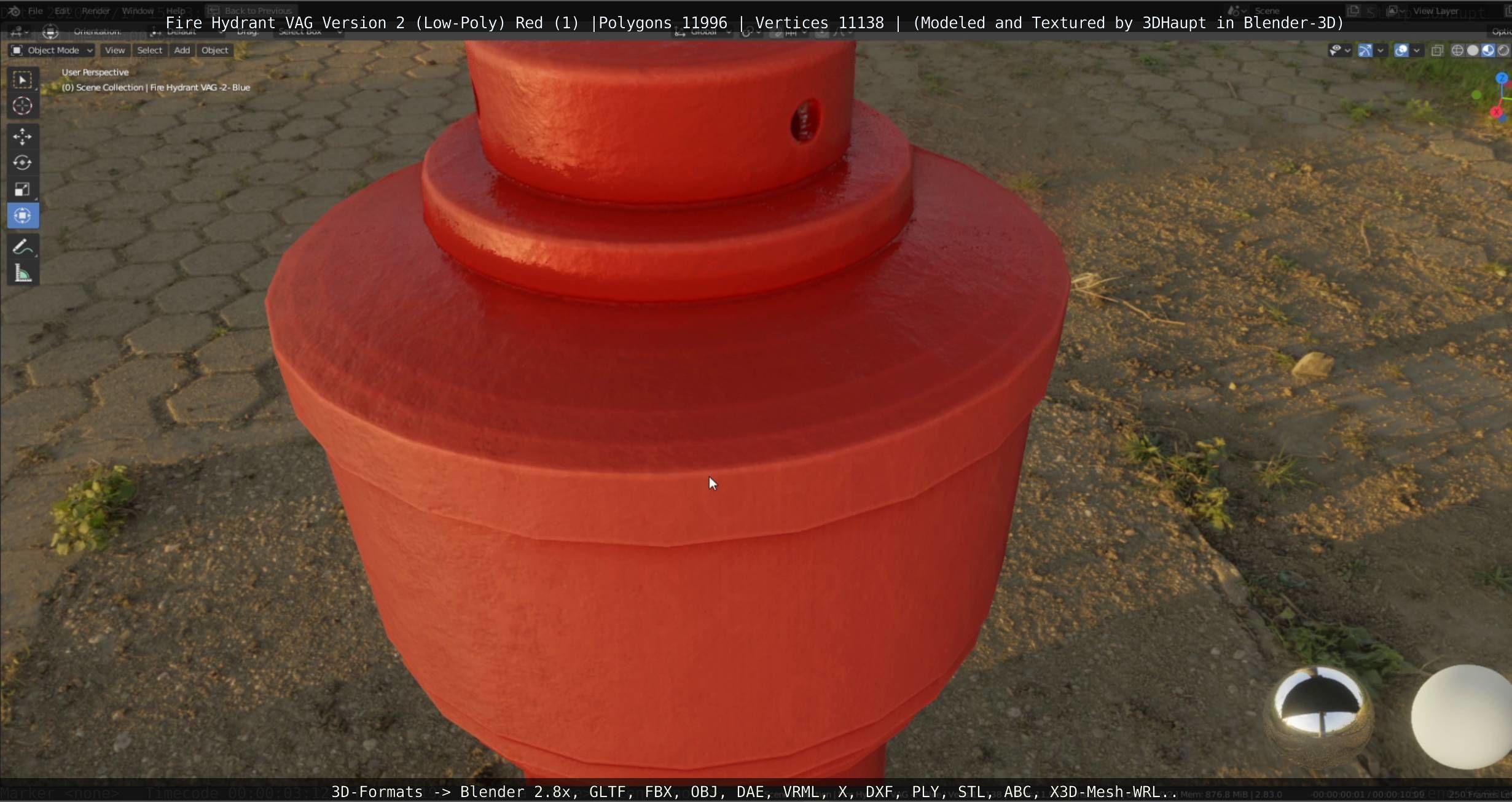 Red Fire Hydrant VAG Version 2 Low Poly Red 1 Low-poly 3D model_69