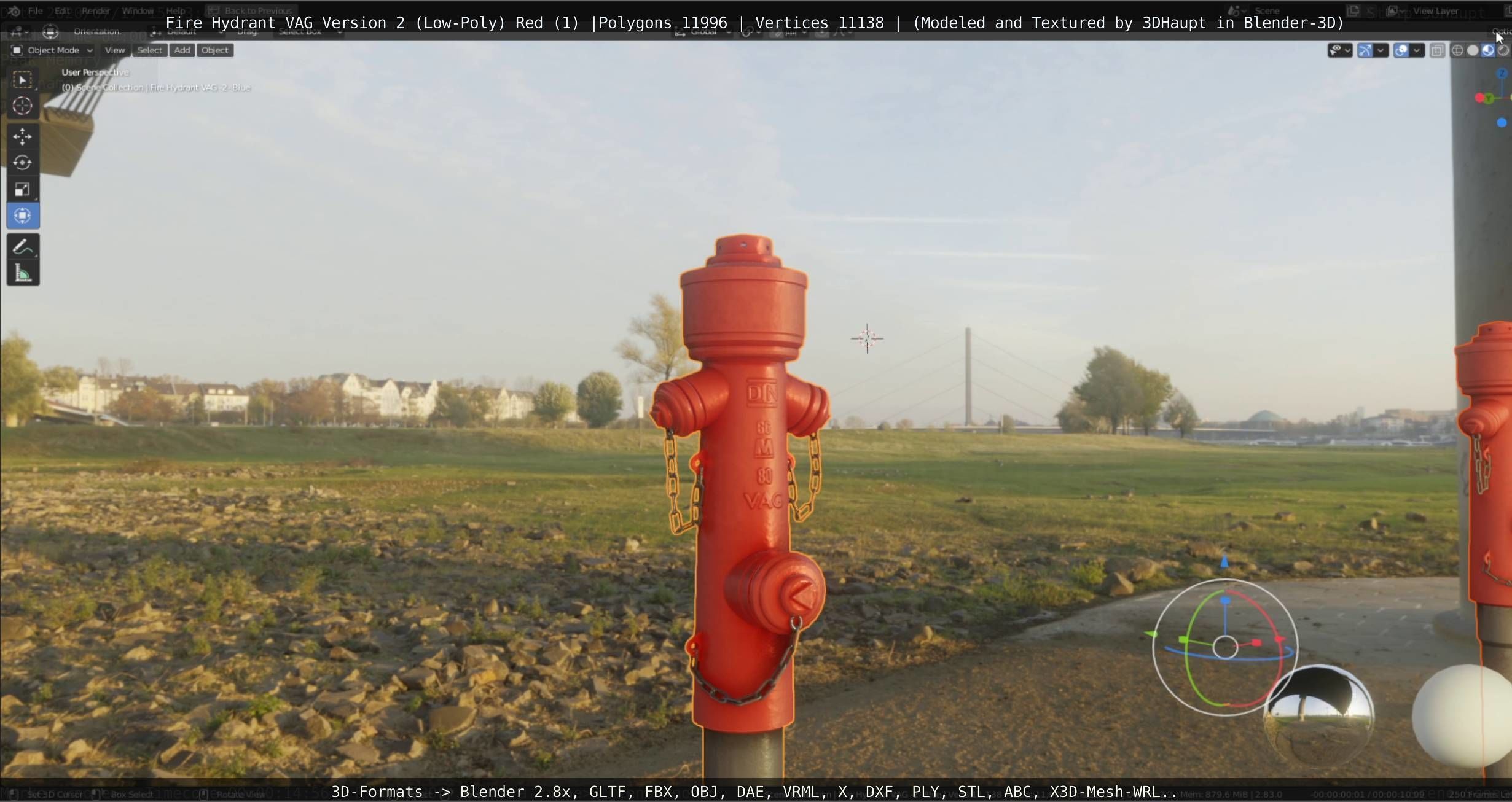 Red Fire Hydrant VAG Version 2 Low Poly Red 1 Low-poly 3D model_105