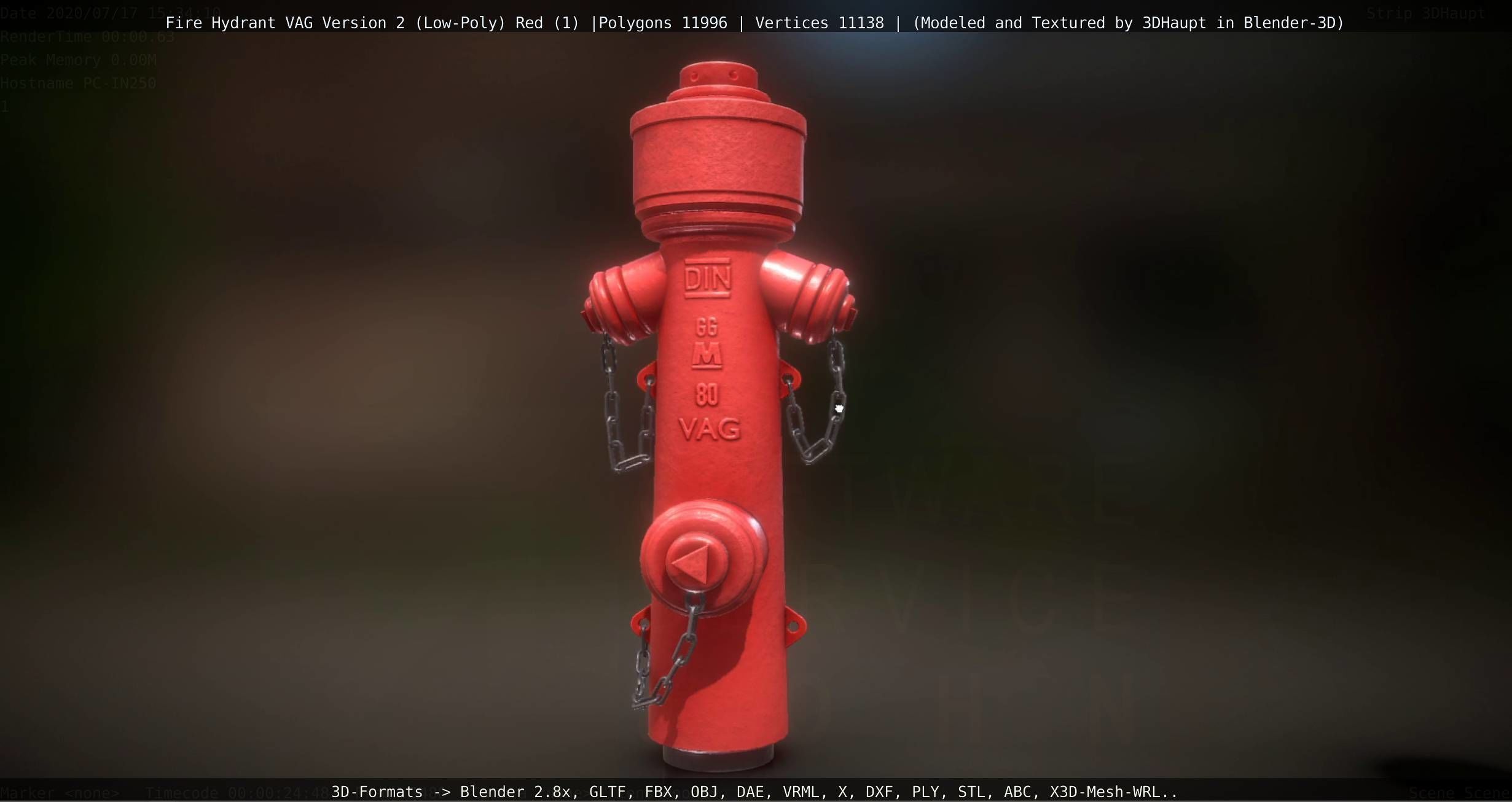 Red Fire Hydrant VAG Version 2 Low Poly Red 1 Low-poly 3D model_44