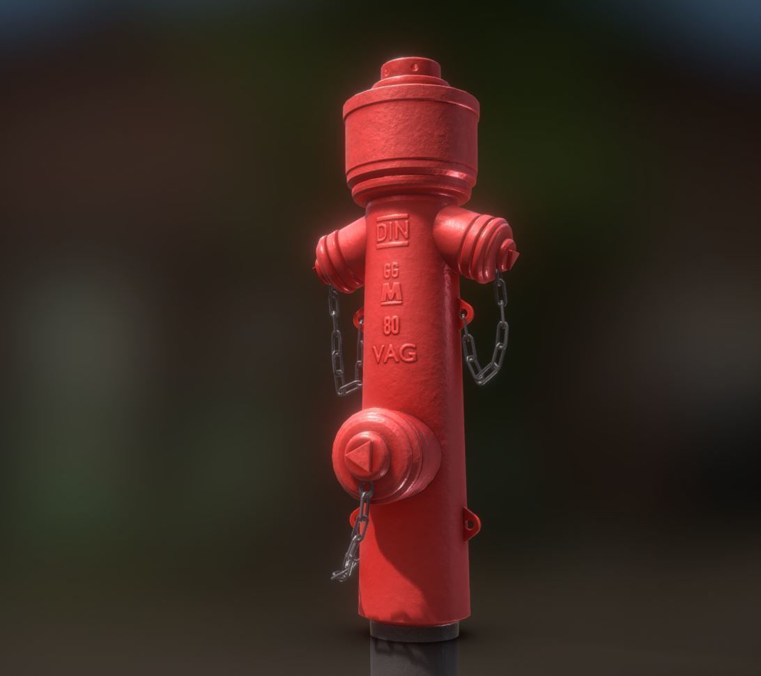 Red Fire Hydrant VAG Version 2 Low Poly Red 1 Low-poly 3D model_5