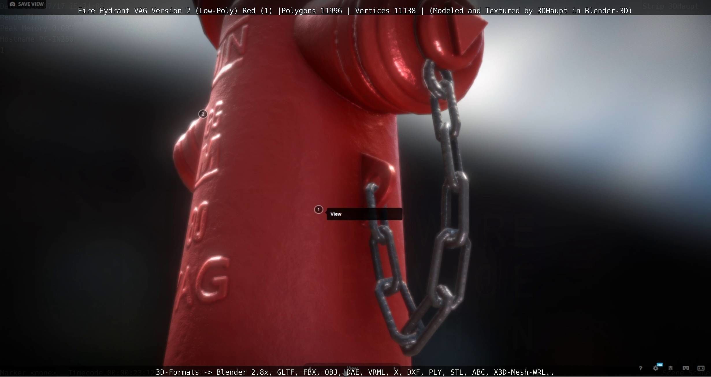 Red Fire Hydrant VAG Version 2 Low Poly Red 1 Low-poly 3D model_35