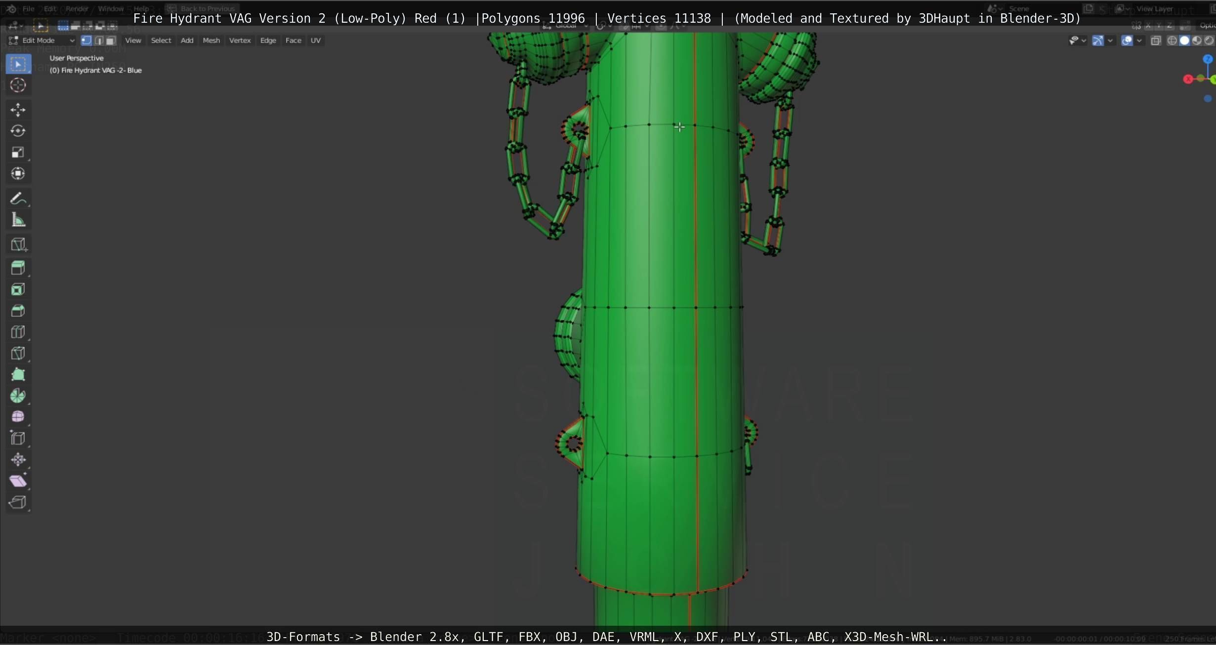 Red Fire Hydrant VAG Version 2 Low Poly Red 1 Low-poly 3D model_110