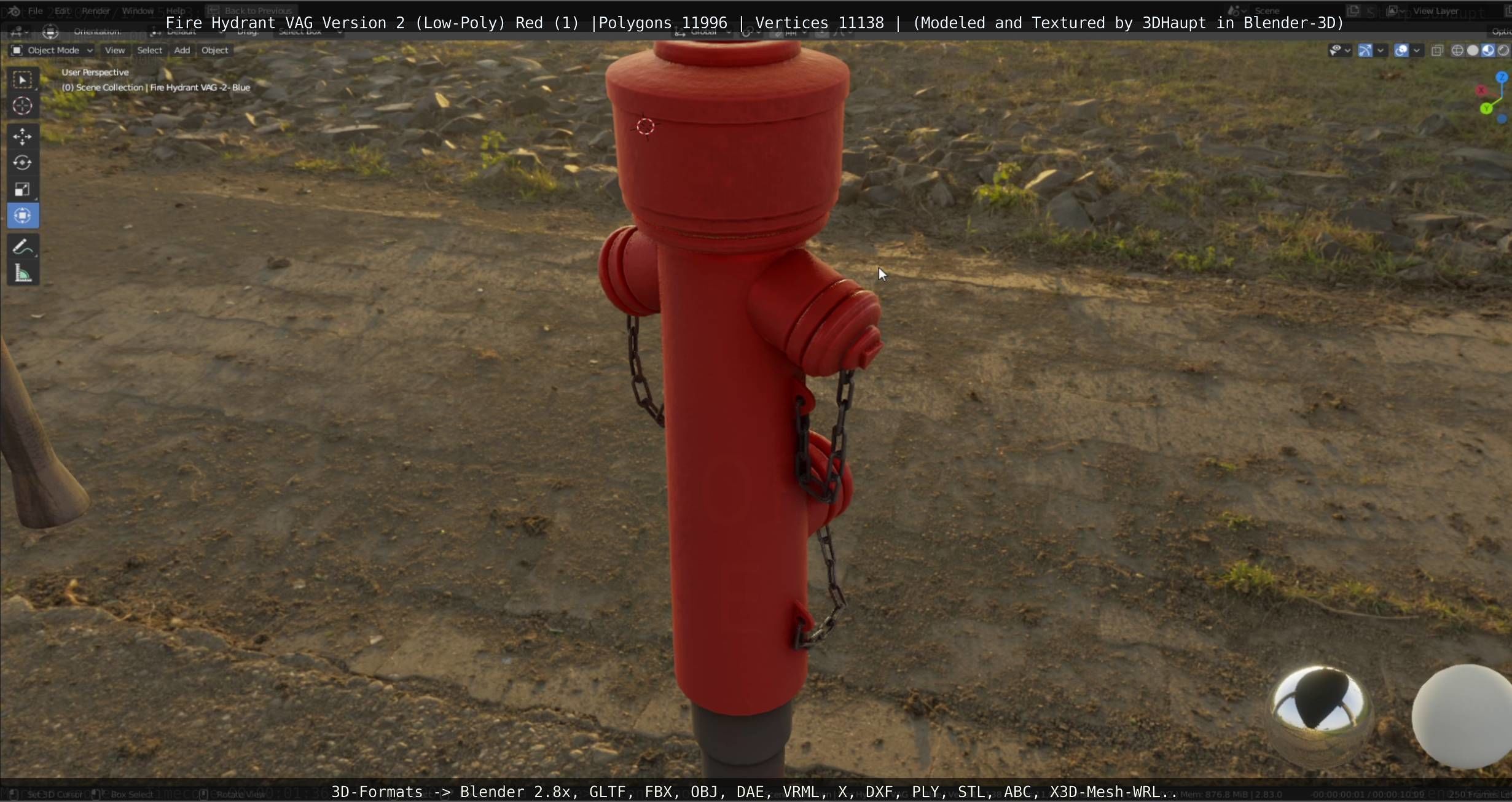 Red Fire Hydrant VAG Version 2 Low Poly Red 1 Low-poly 3D model_62