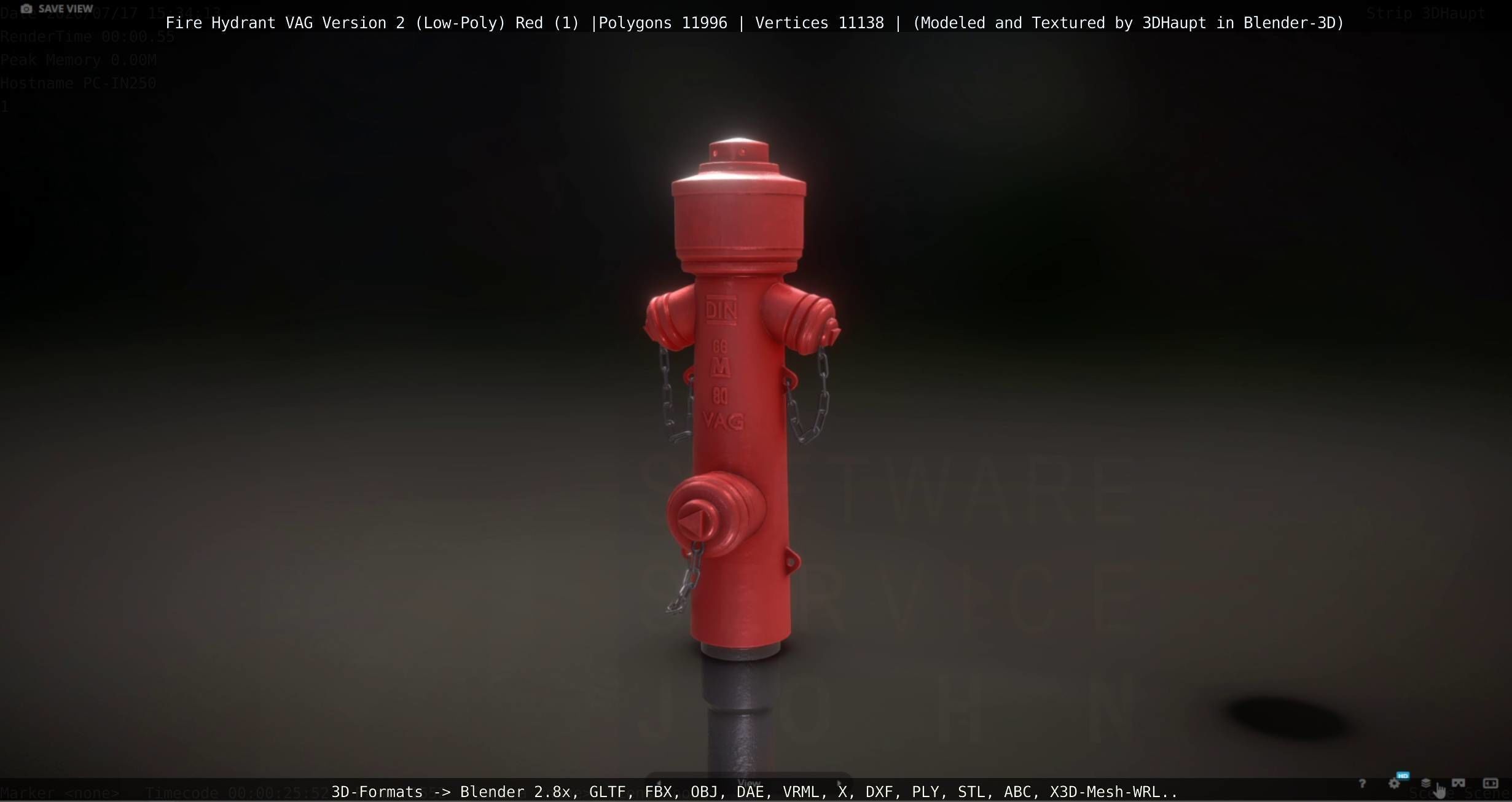 Red Fire Hydrant VAG Version 2 Low Poly Red 1 Low-poly 3D model_31