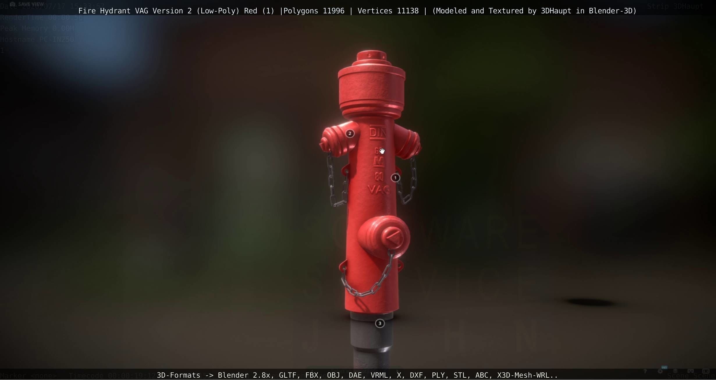 Red Fire Hydrant VAG Version 2 Low Poly Red 1 Low-poly 3D model_117