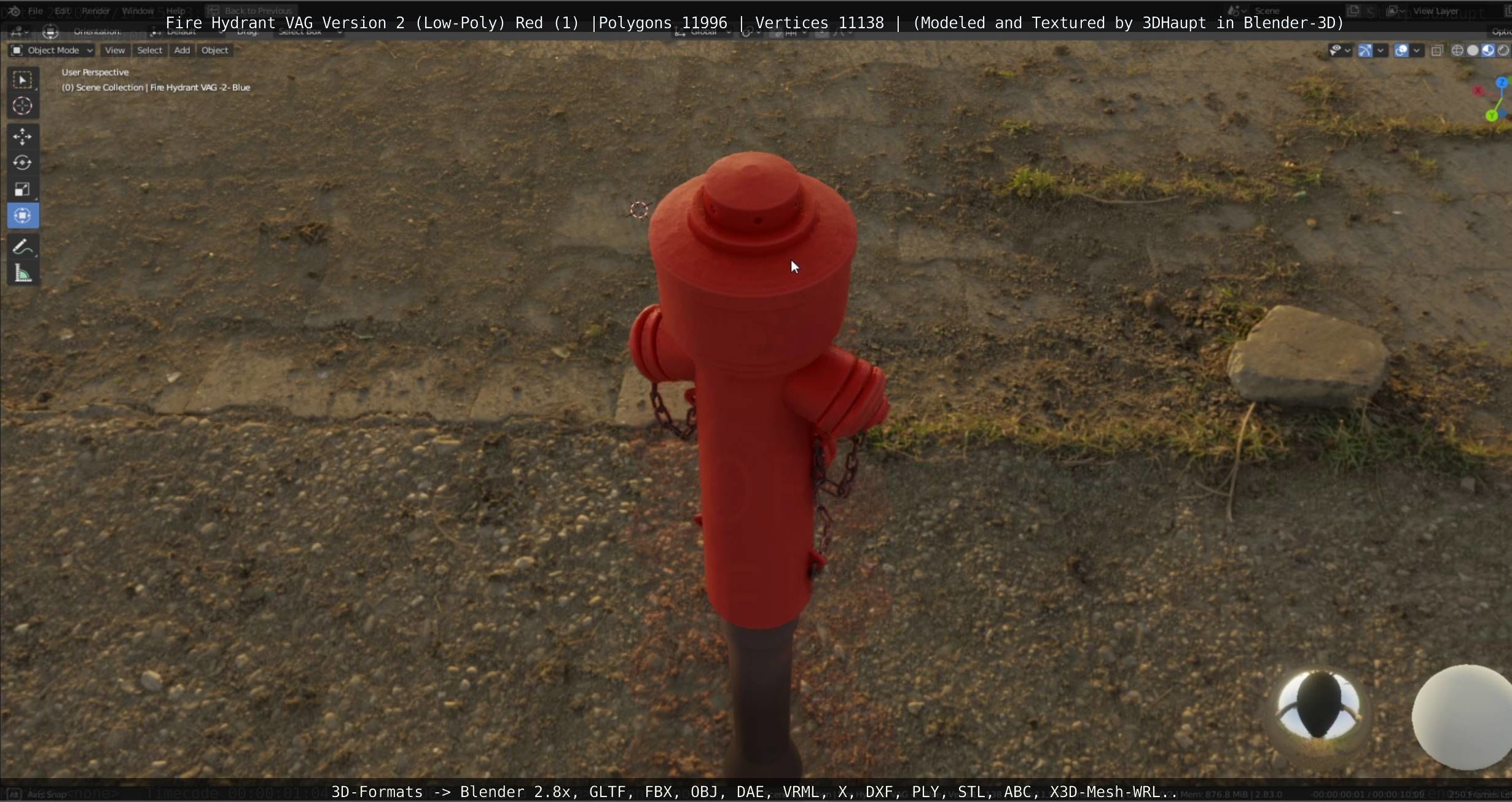 Red Fire Hydrant VAG Version 2 Low Poly Red 1 Low-poly 3D model_63