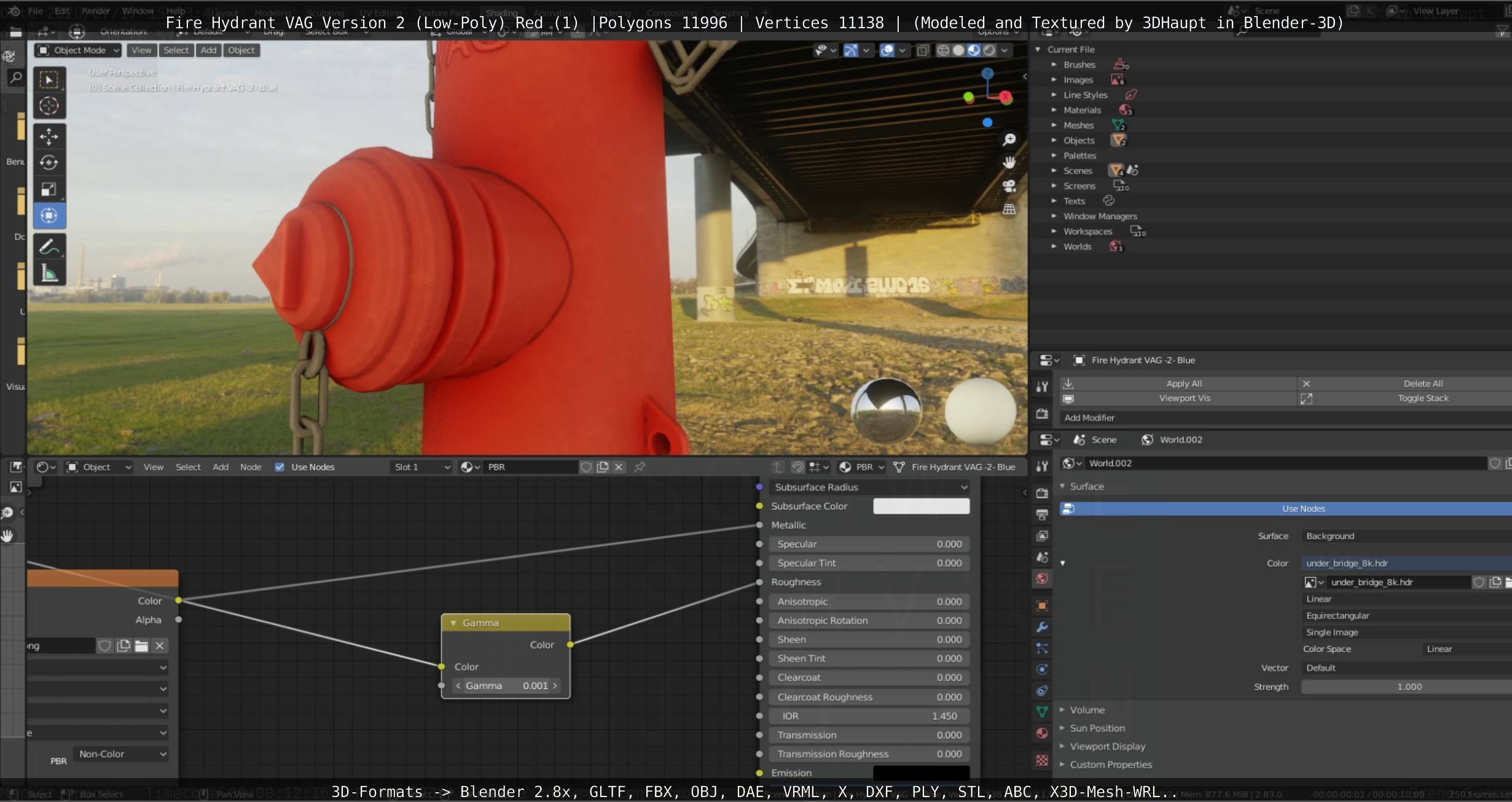 Red Fire Hydrant VAG Version 2 Low Poly Red 1 Low-poly 3D model_97