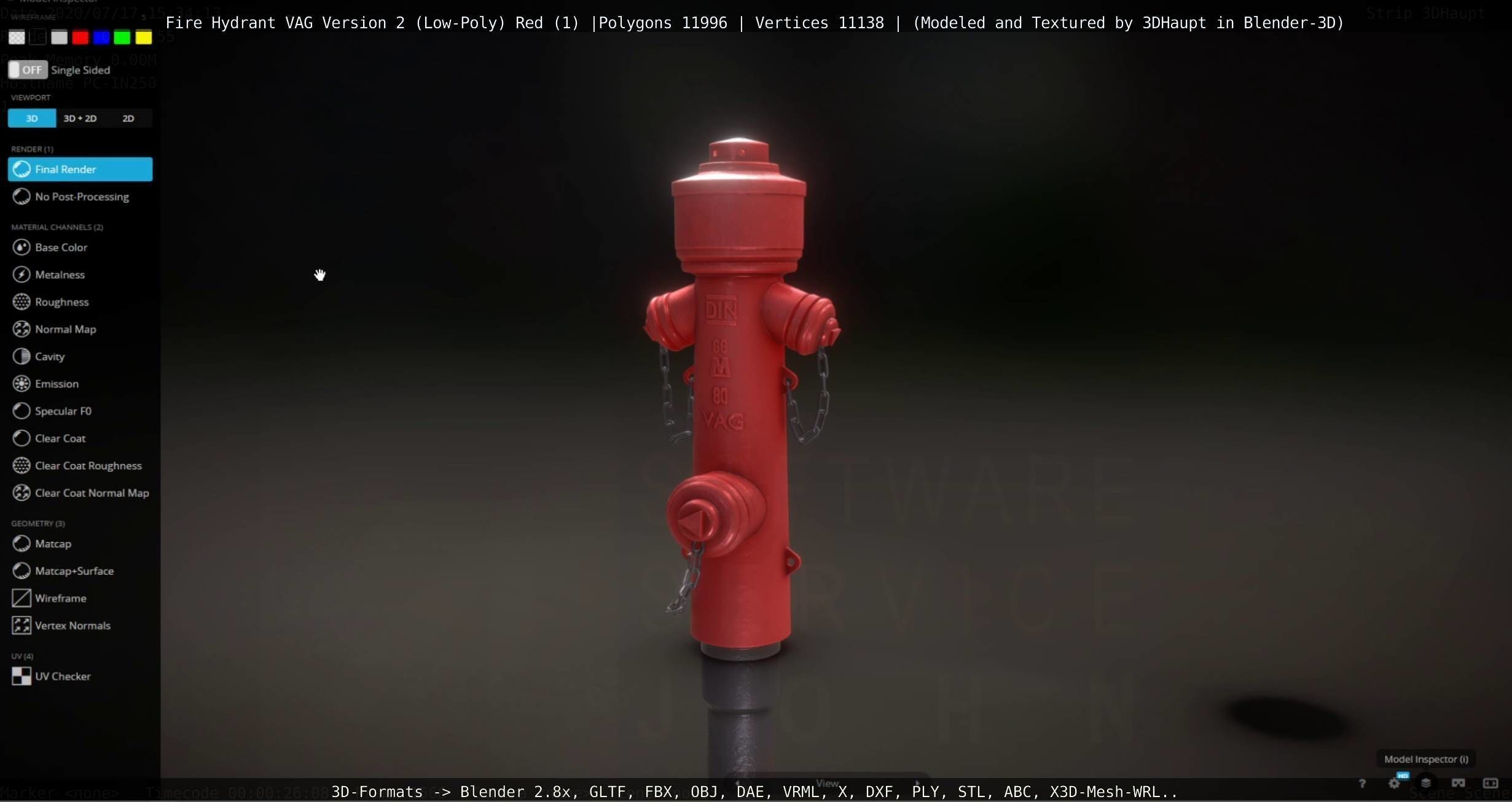Red Fire Hydrant VAG Version 2 Low Poly Red 1 Low-poly 3D model_48