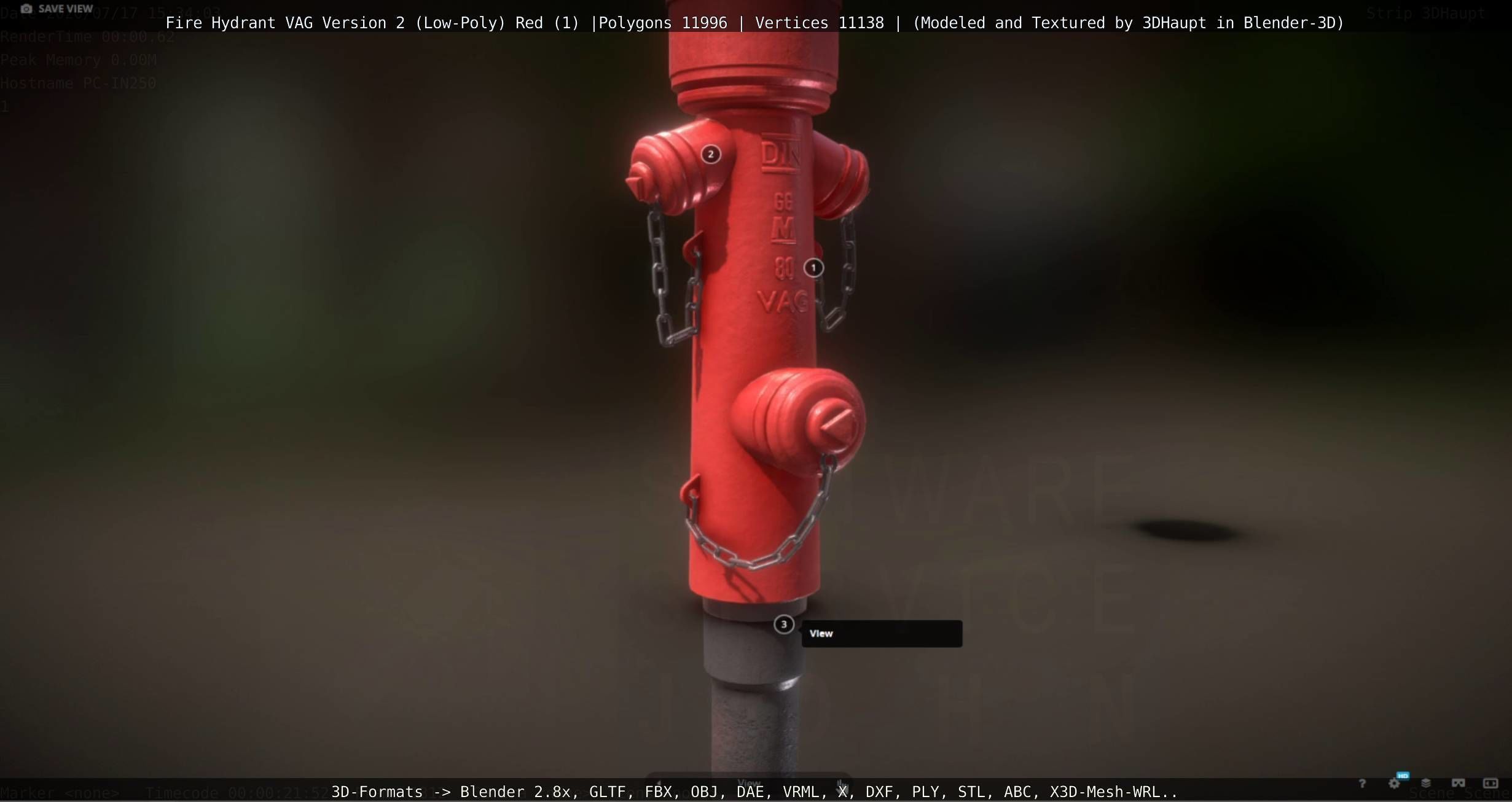 Red Fire Hydrant VAG Version 2 Low Poly Red 1 Low-poly 3D model_33