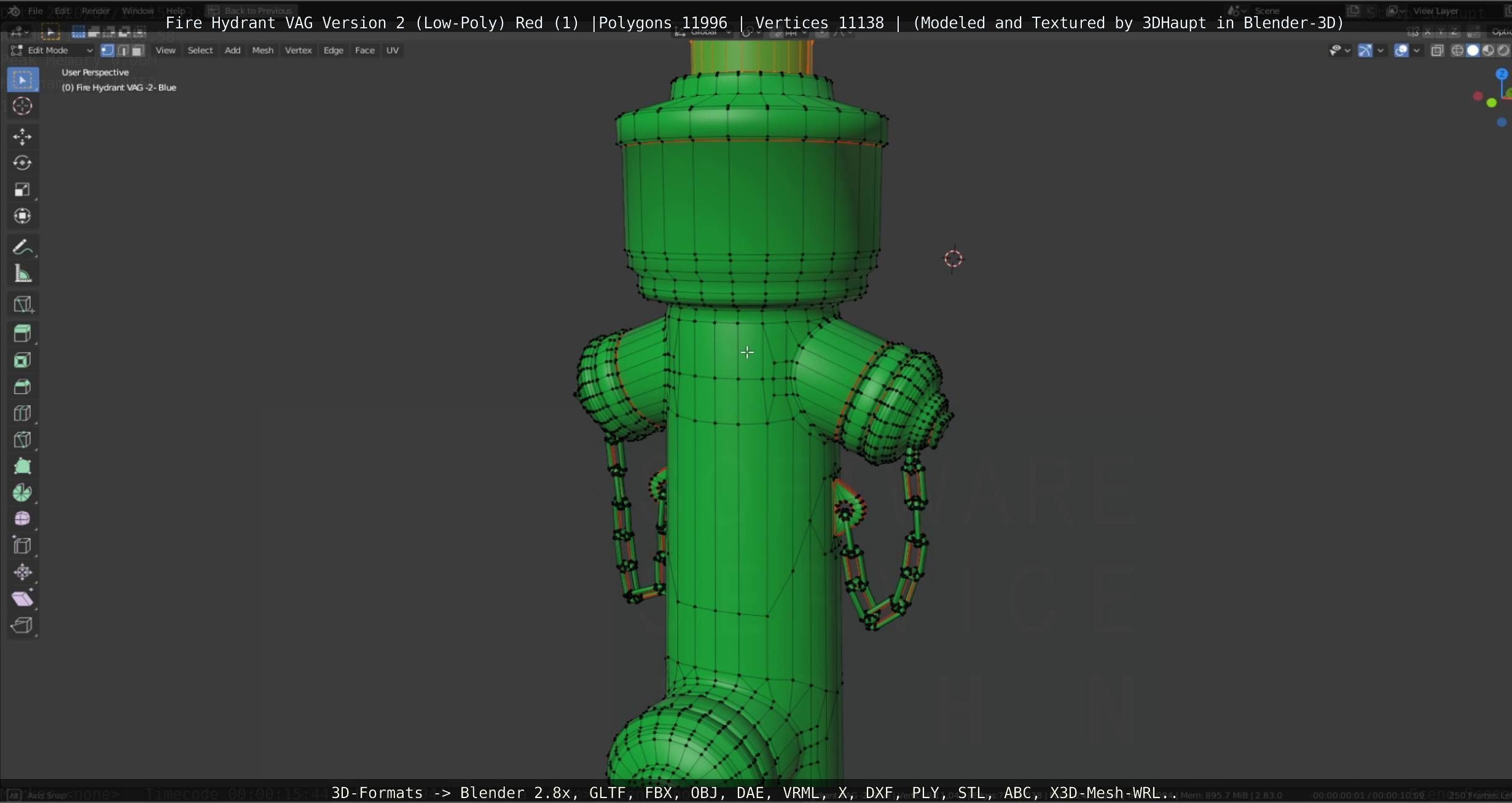 Red Fire Hydrant VAG Version 2 Low Poly Red 1 Low-poly 3D model_108