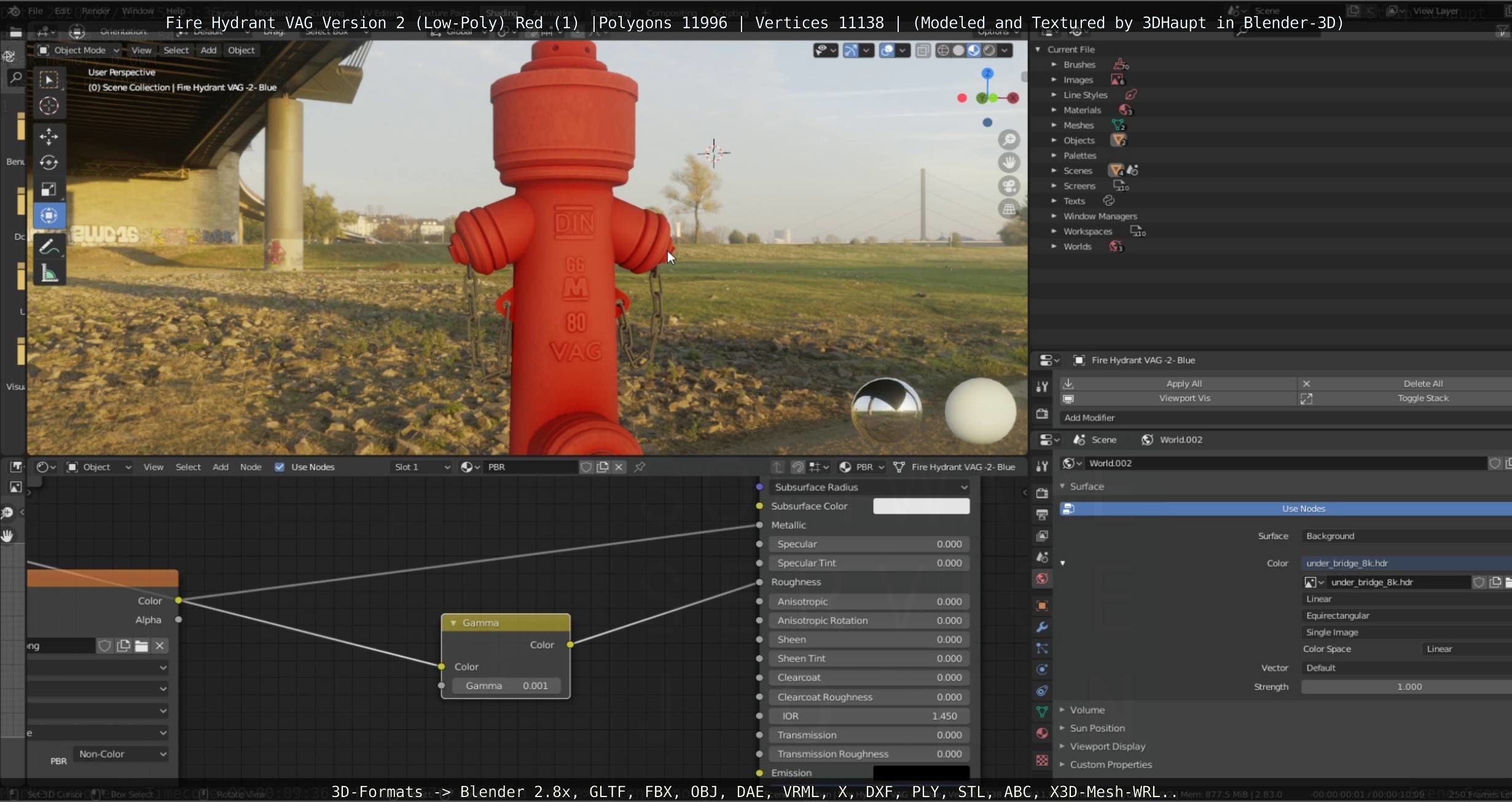 Red Fire Hydrant VAG Version 2 Low Poly Red 1 Low-poly 3D model_87